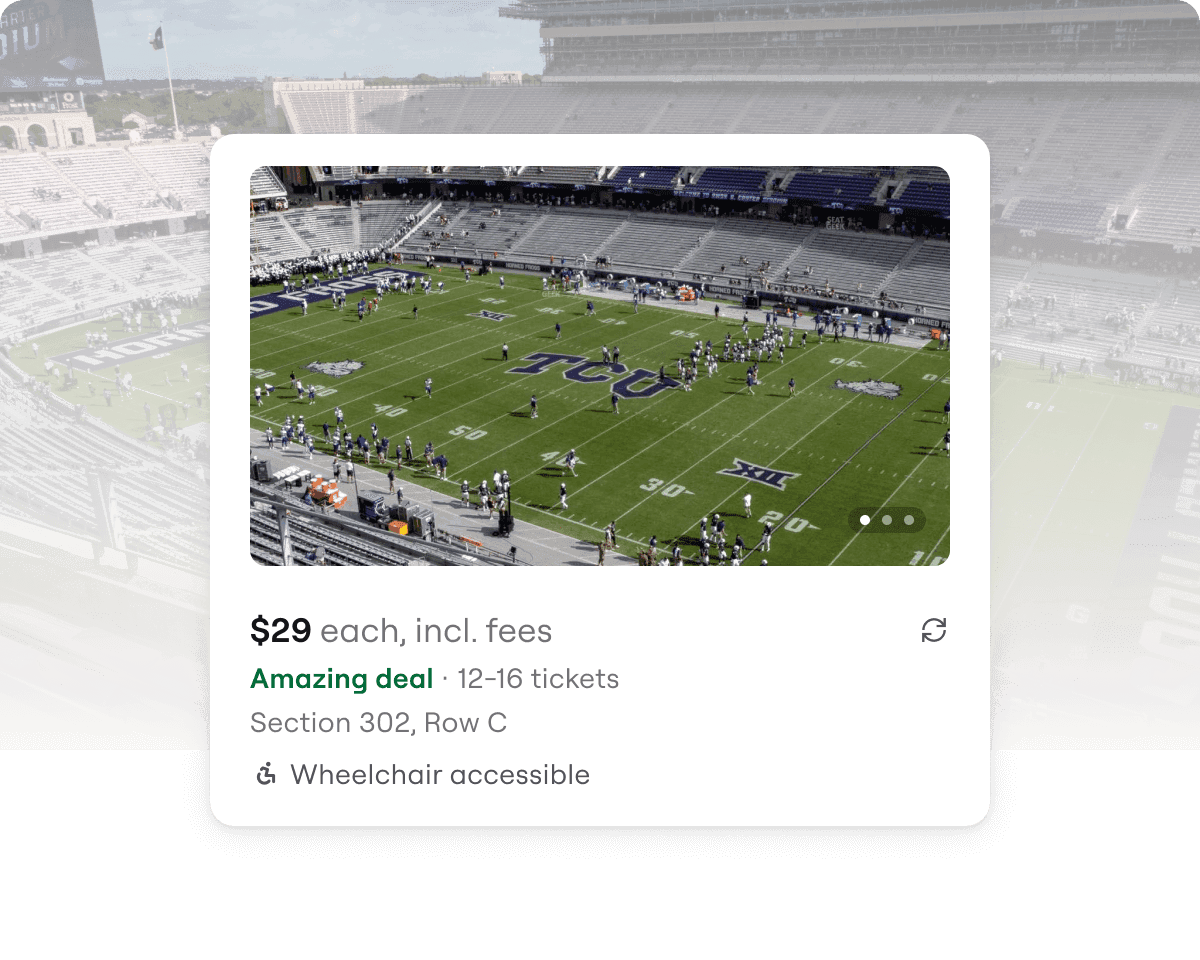 View from seat on a ticket listing