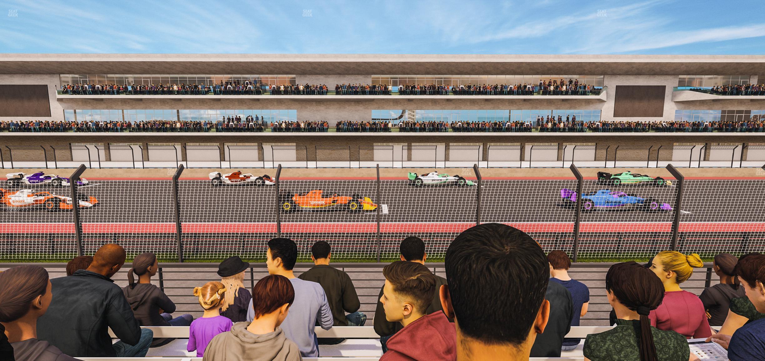 Seating view for Circuit of The Americas Section Main Grandstand Trackside East 121