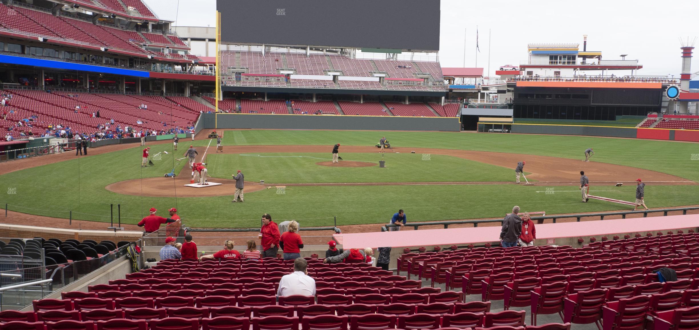 Seating view for Great American Ball Park Section Dugout Box 127