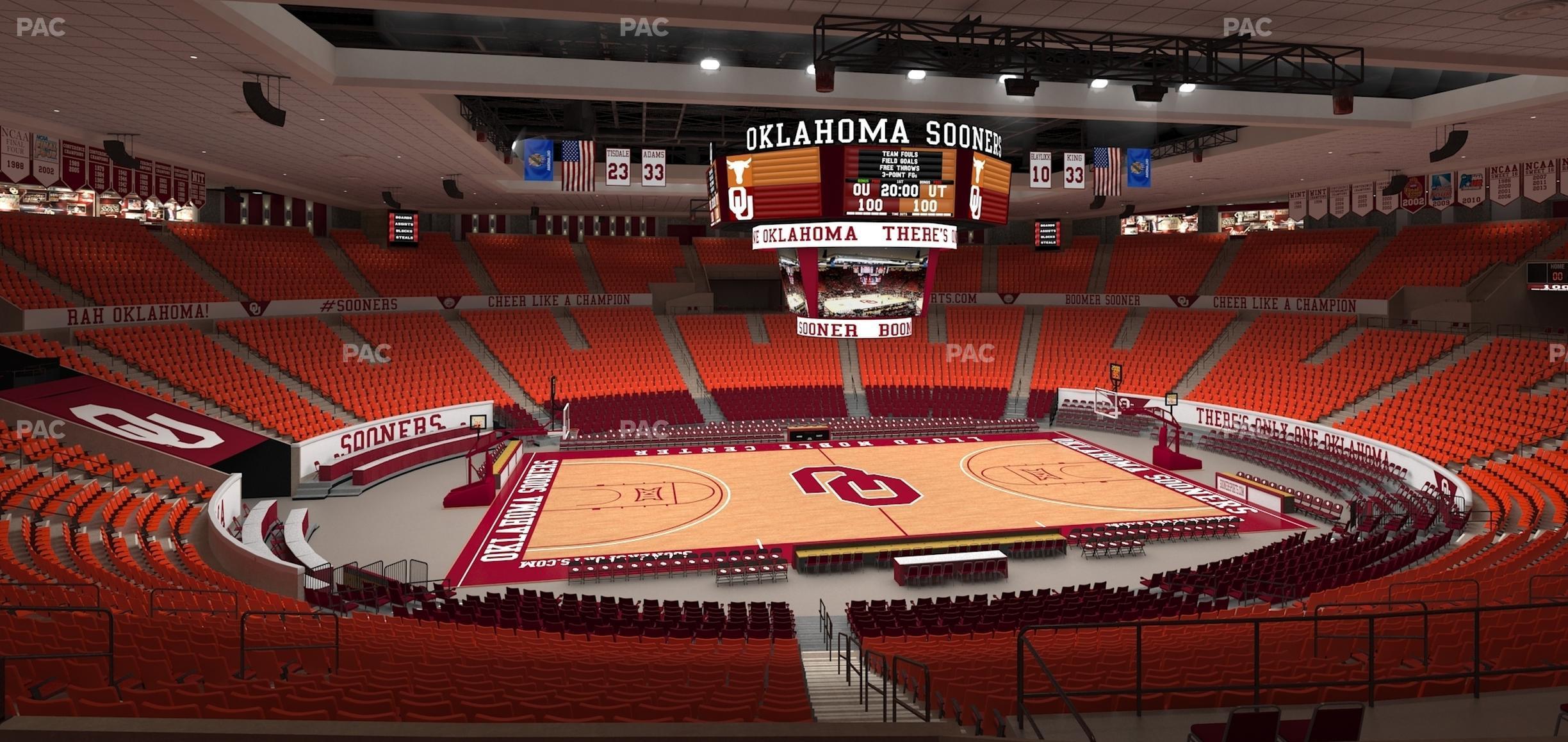 Seating view for Lloyd Noble Center Section 222