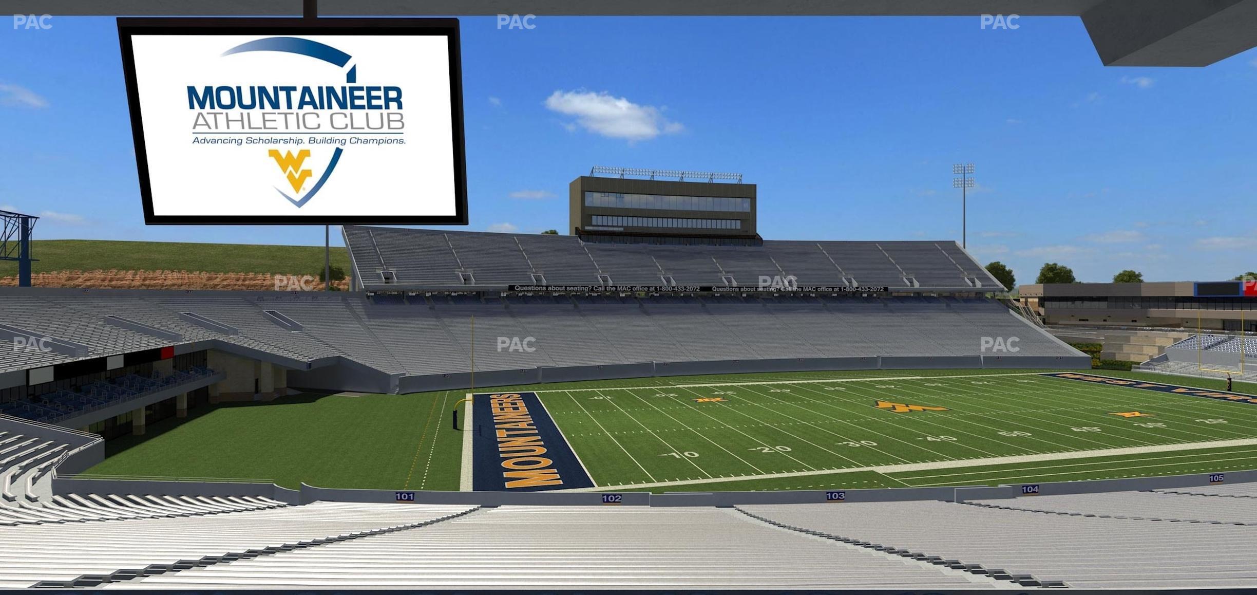 Seating view for Mountaineer Field at Milan Puskar Stadium Section Field Box 6