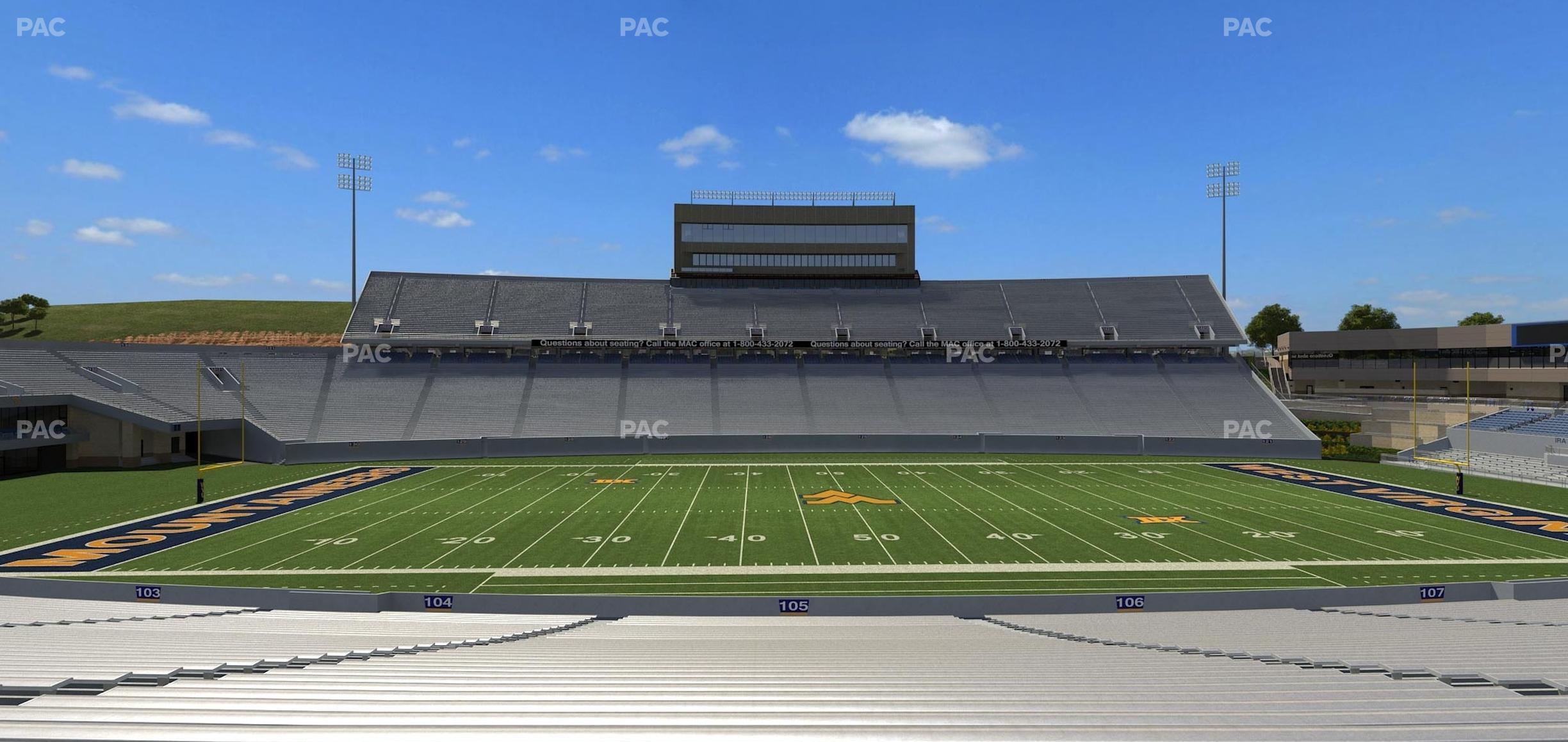 Seating view for Mountaineer Field at Milan Puskar Stadium Section 105