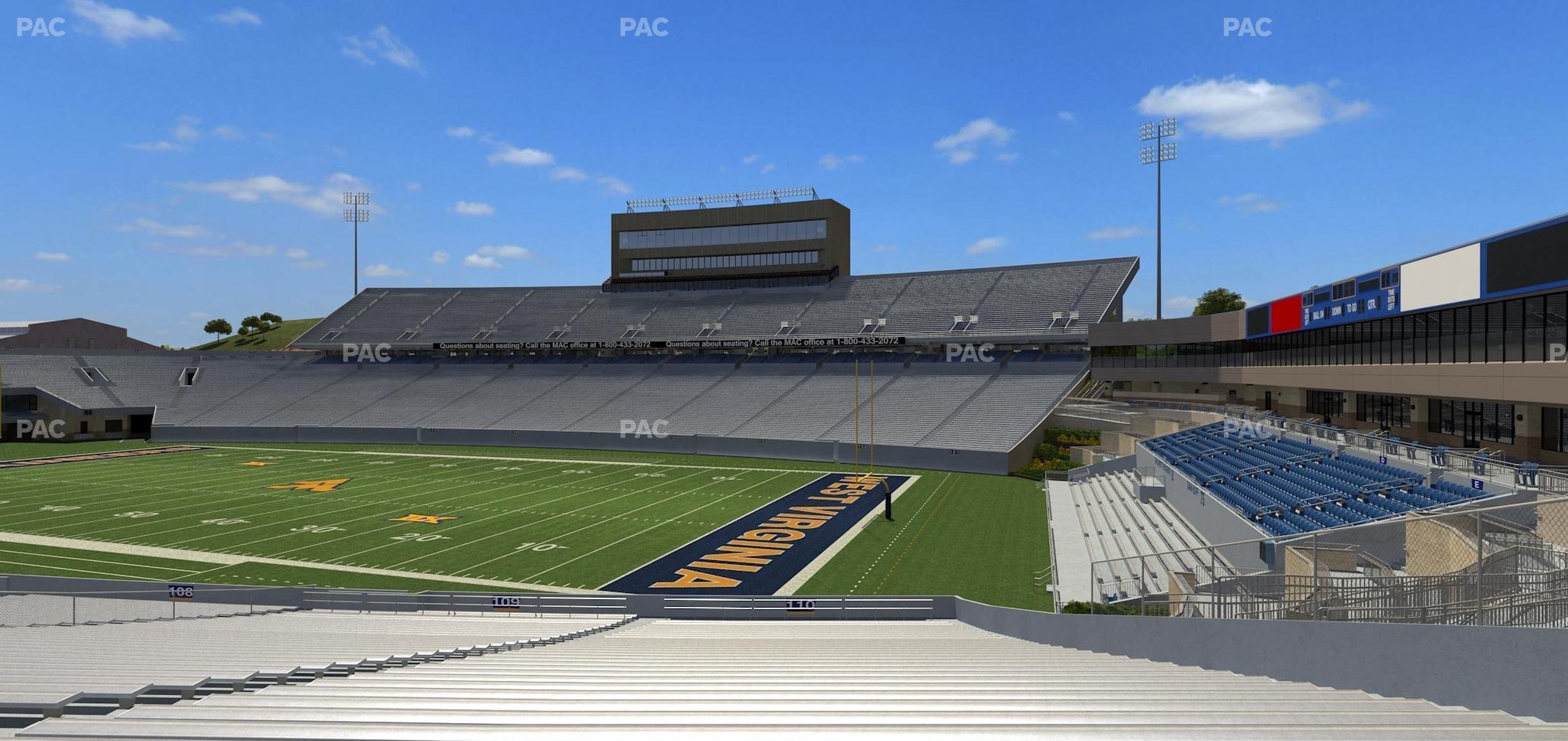 Seating view for Mountaineer Field at Milan Puskar Stadium Section 110