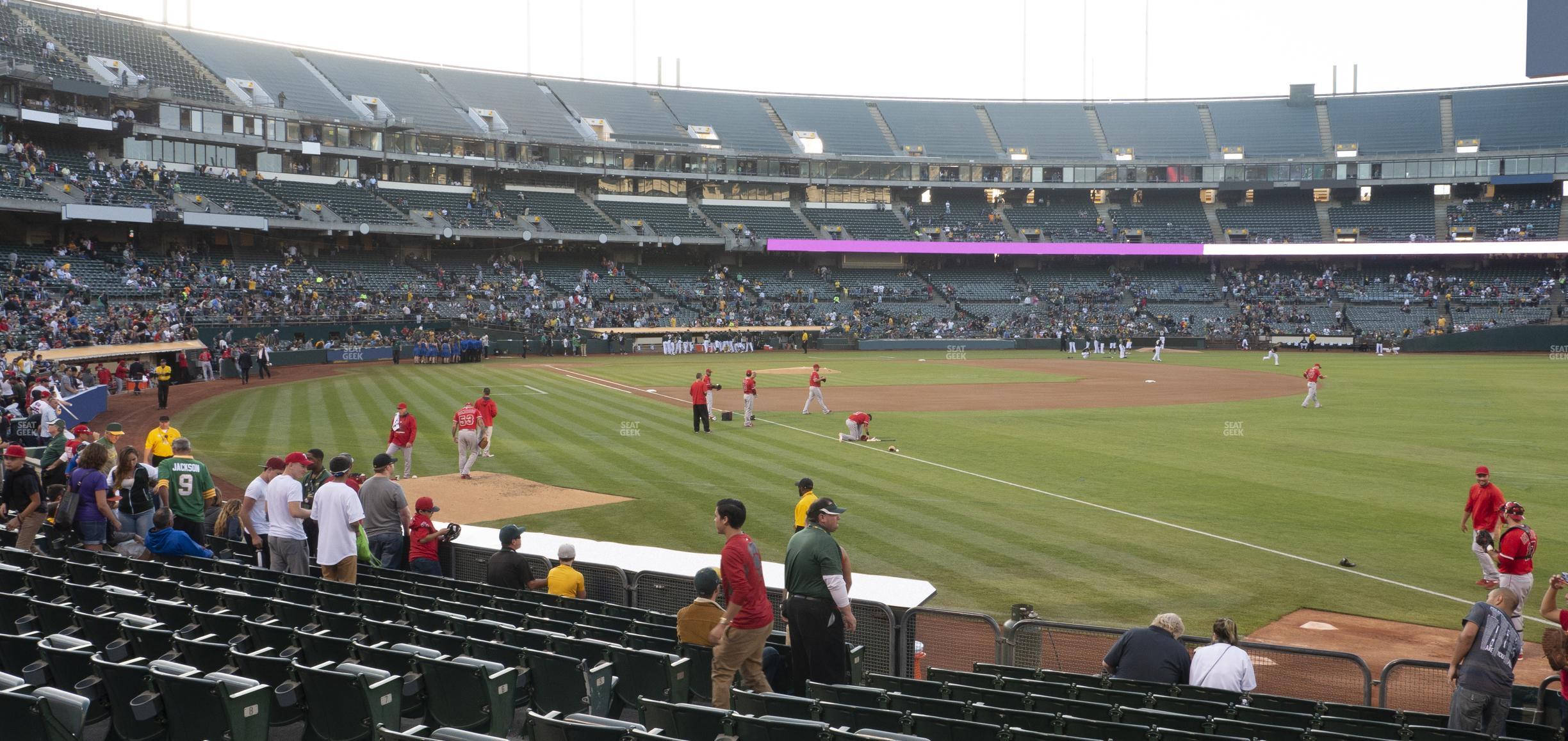 Seating view for Oakland Coliseum Section Front 105