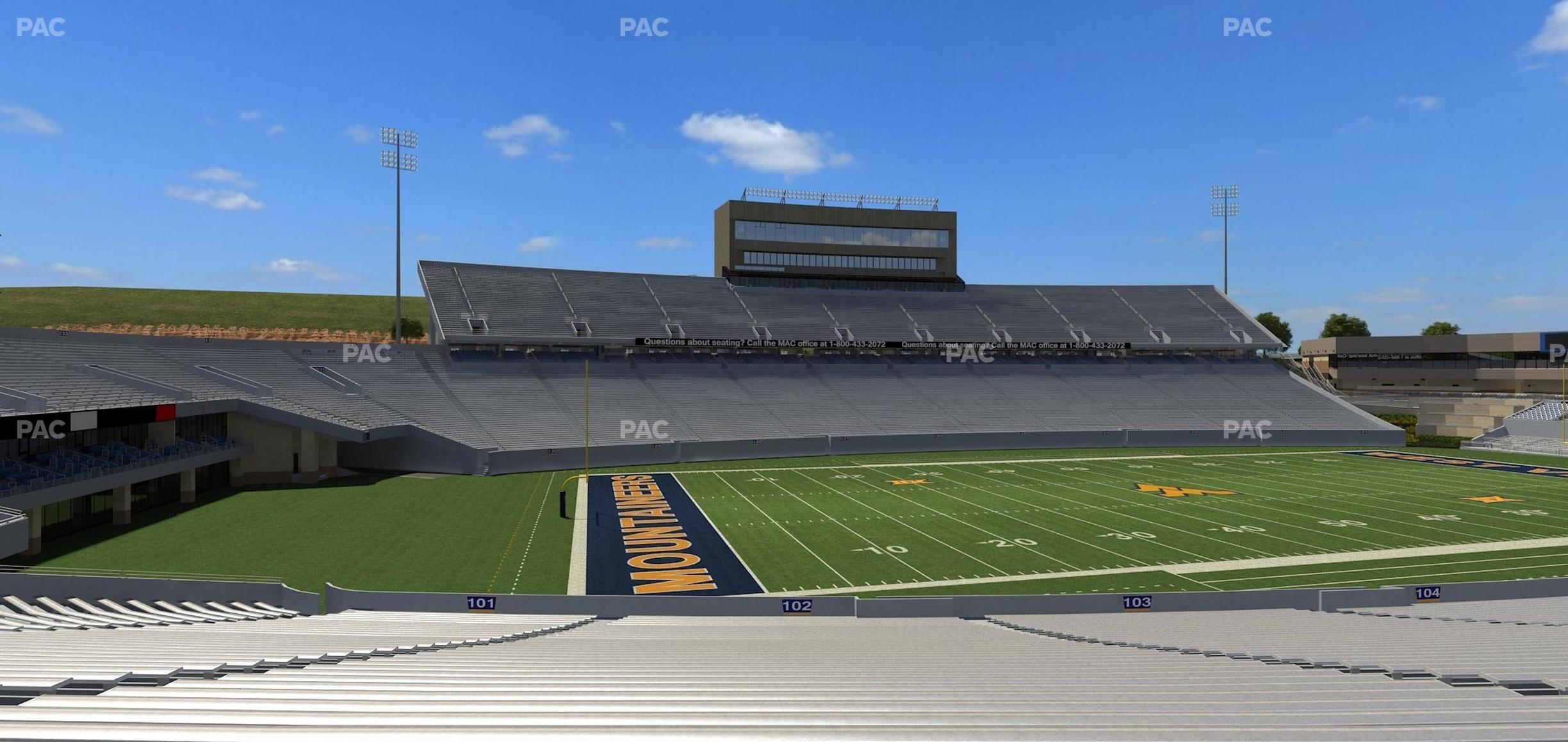 Seating view for Mountaineer Field at Milan Puskar Stadium Section 102