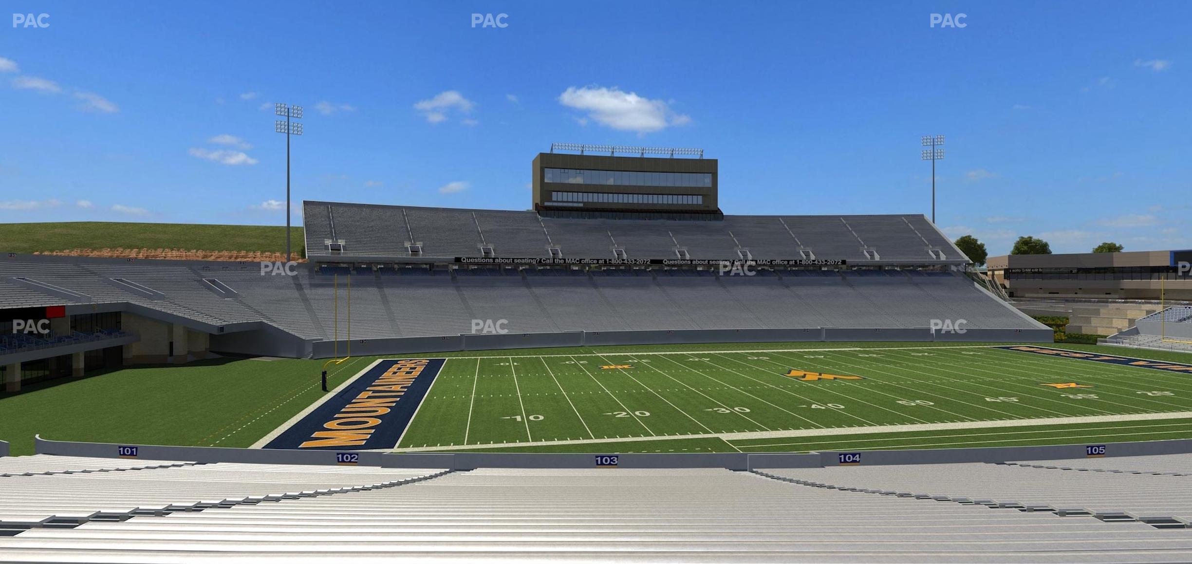 Seating view for Mountaineer Field at Milan Puskar Stadium Section 103