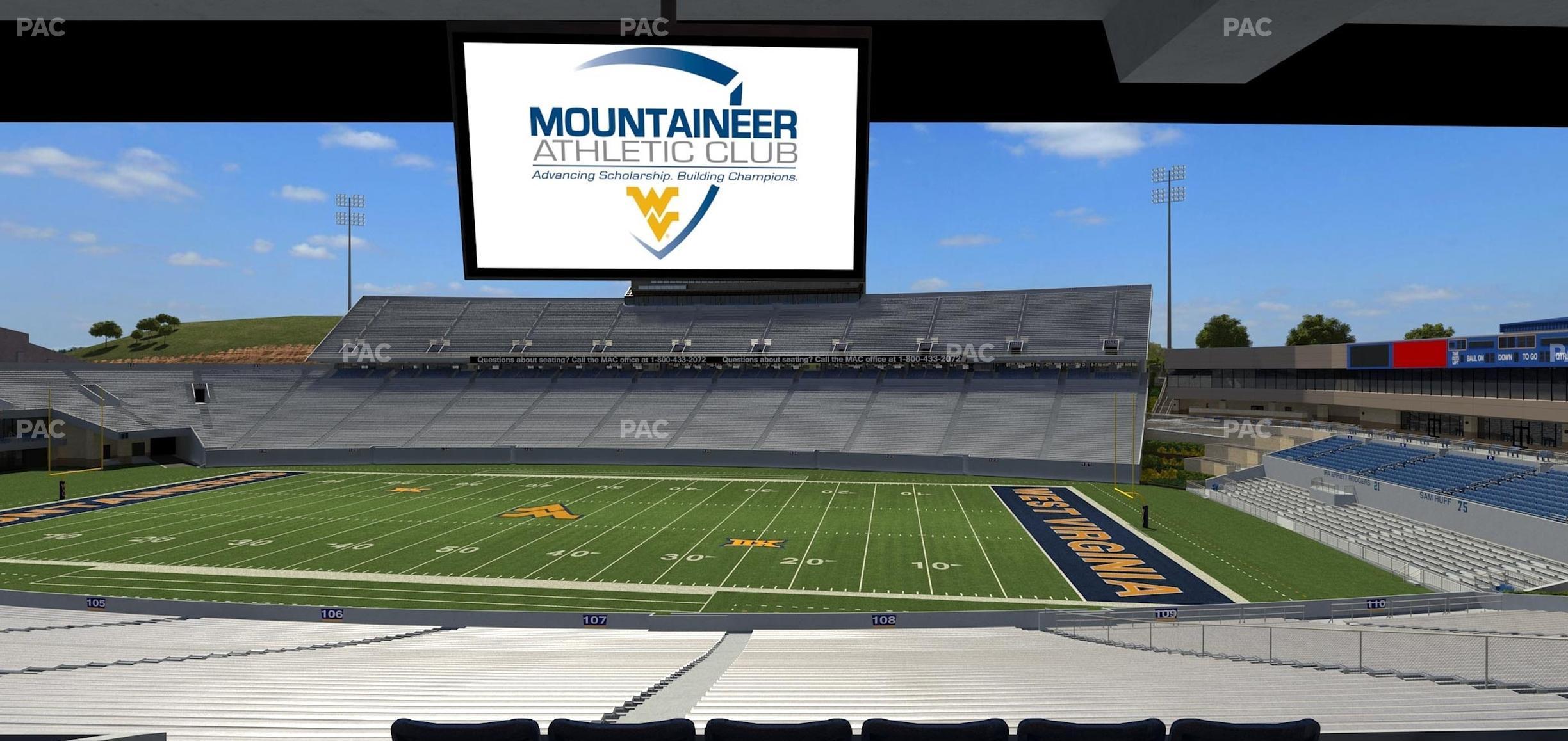 Seating view for Mountaineer Field at Milan Puskar Stadium Section Field Box 28