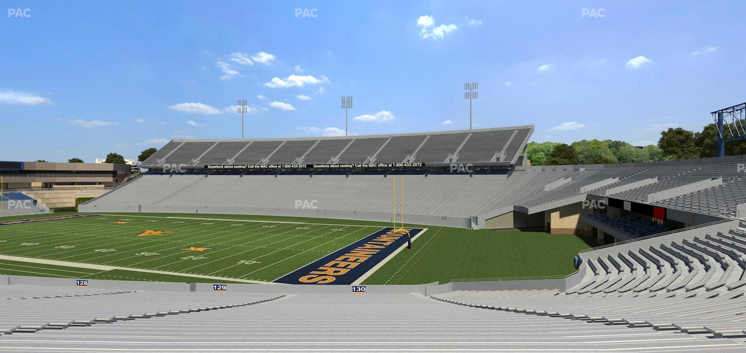 Seating view for Mountaineer Field at Milan Puskar Stadium Section 130