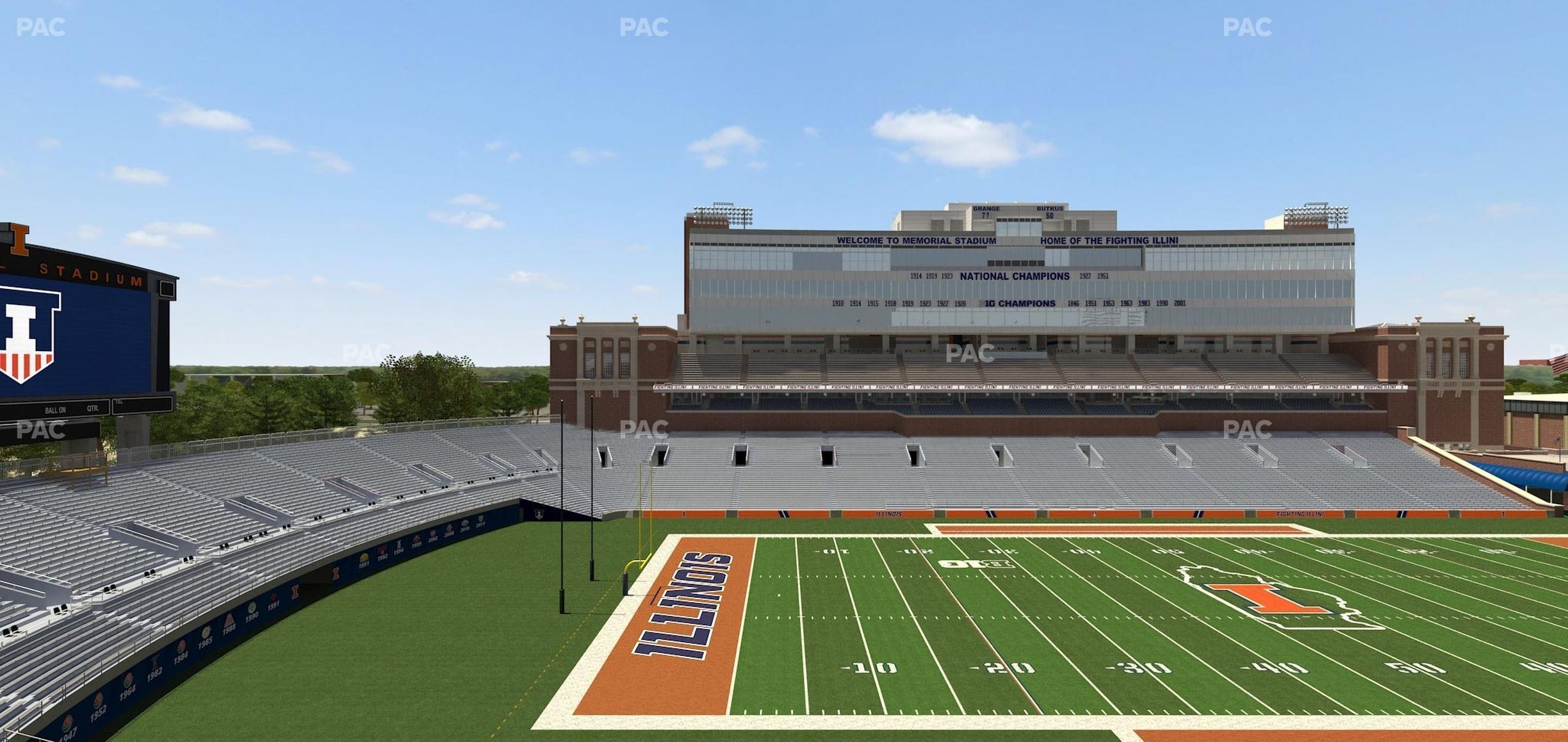 Seating view for Memorial Stadium - IL Section 208