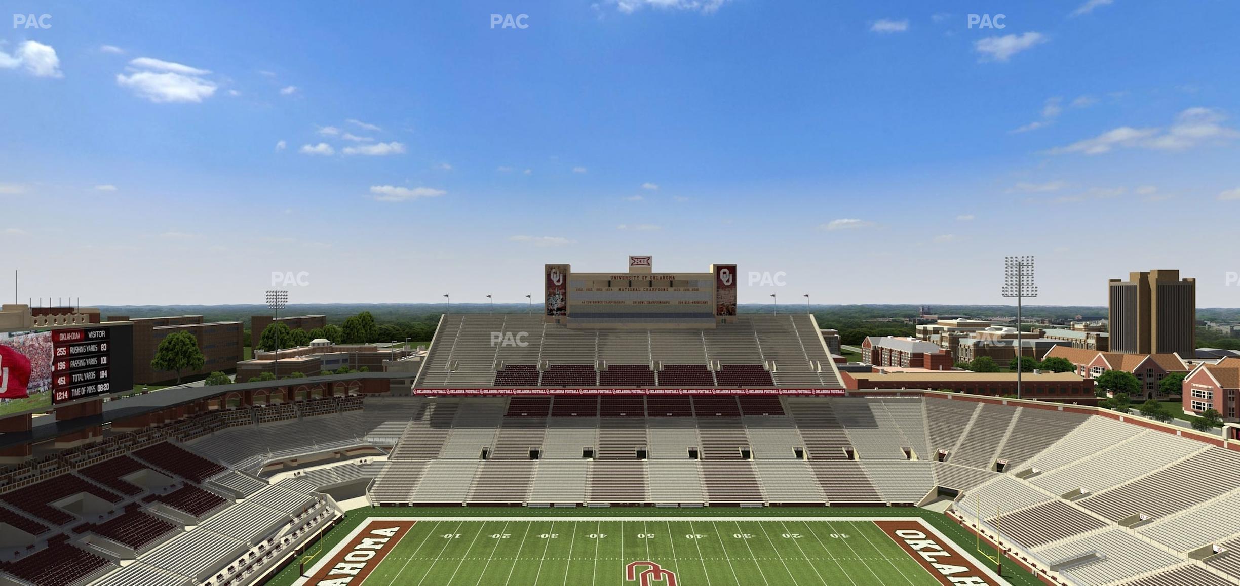 Seating view for Gaylord Family Oklahoma Memorial Stadium Section 231