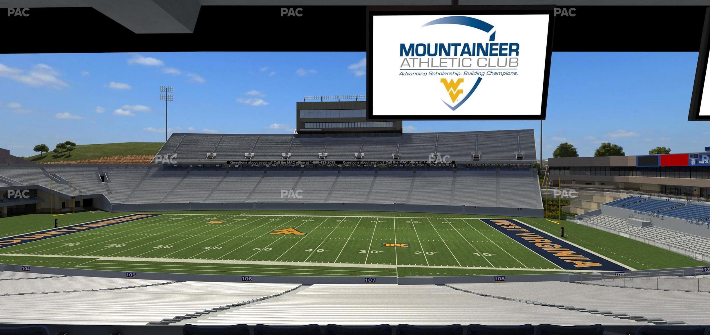 Seating view for Mountaineer Field at Milan Puskar Stadium Section Field Box 25