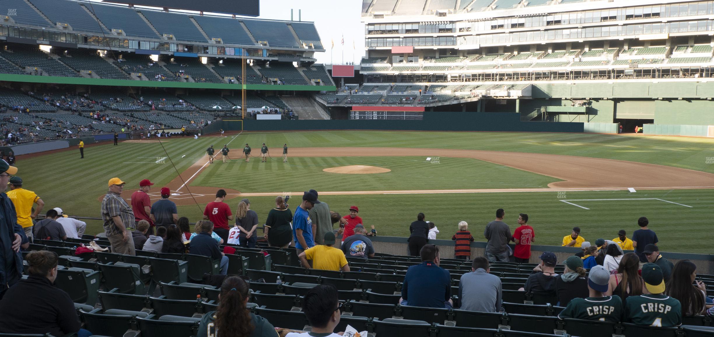 Seating view for Oakland Coliseum Section Front 114