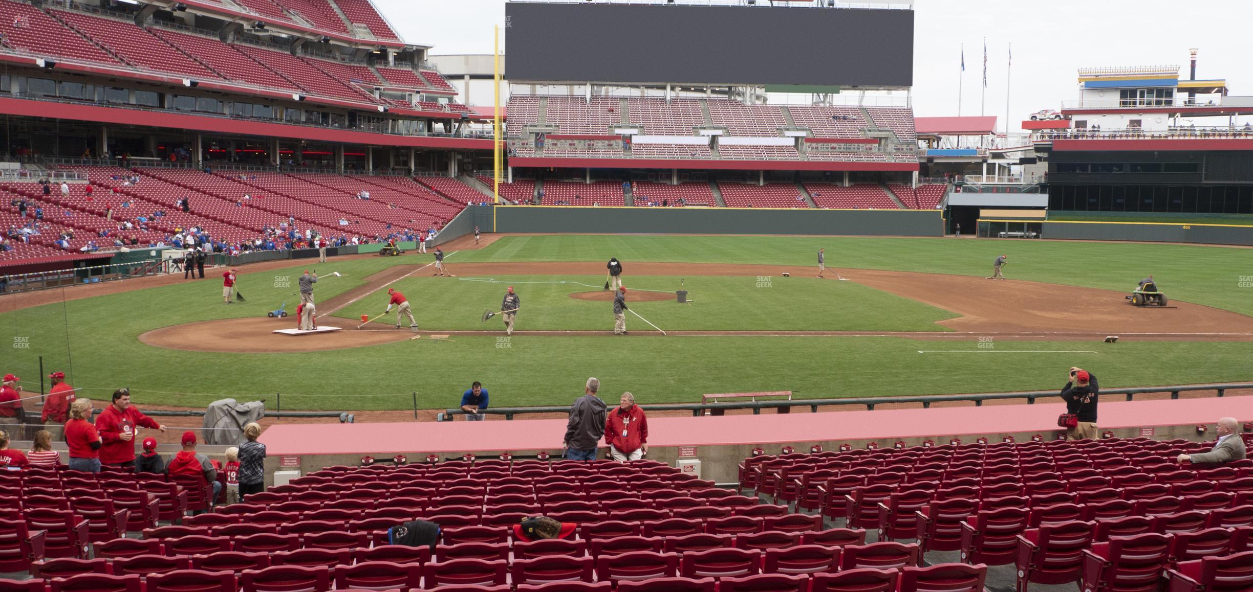 Seating view for Great American Ball Park Section Dugout Box 128