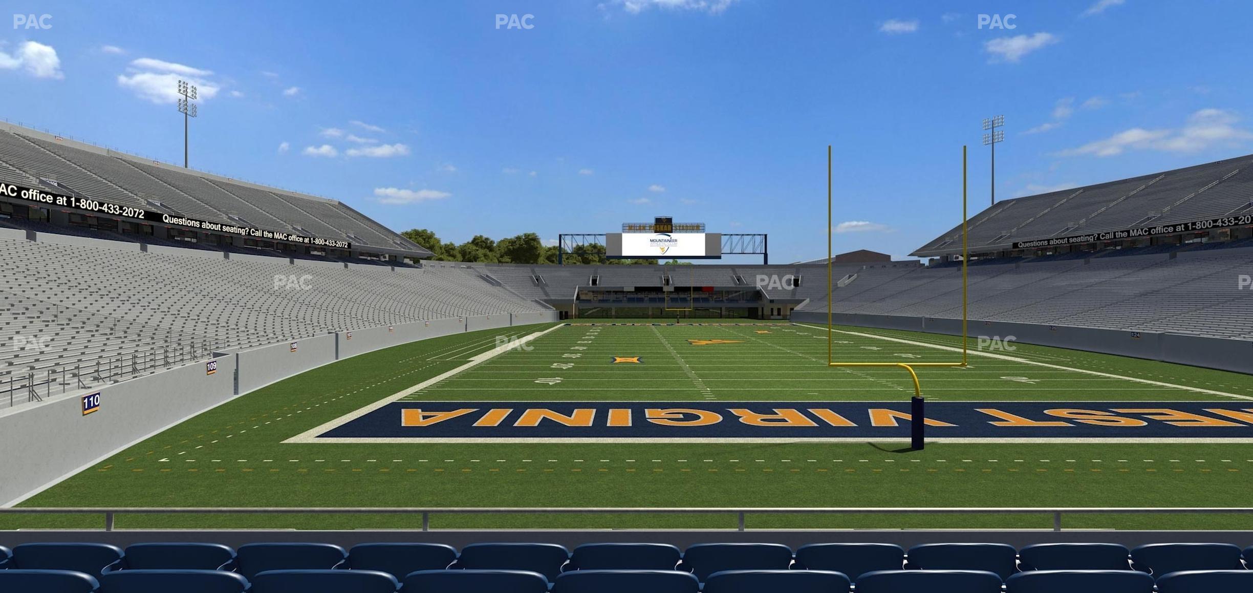 Seating view for Mountaineer Field at Milan Puskar Stadium Section Touchdown Terrace D