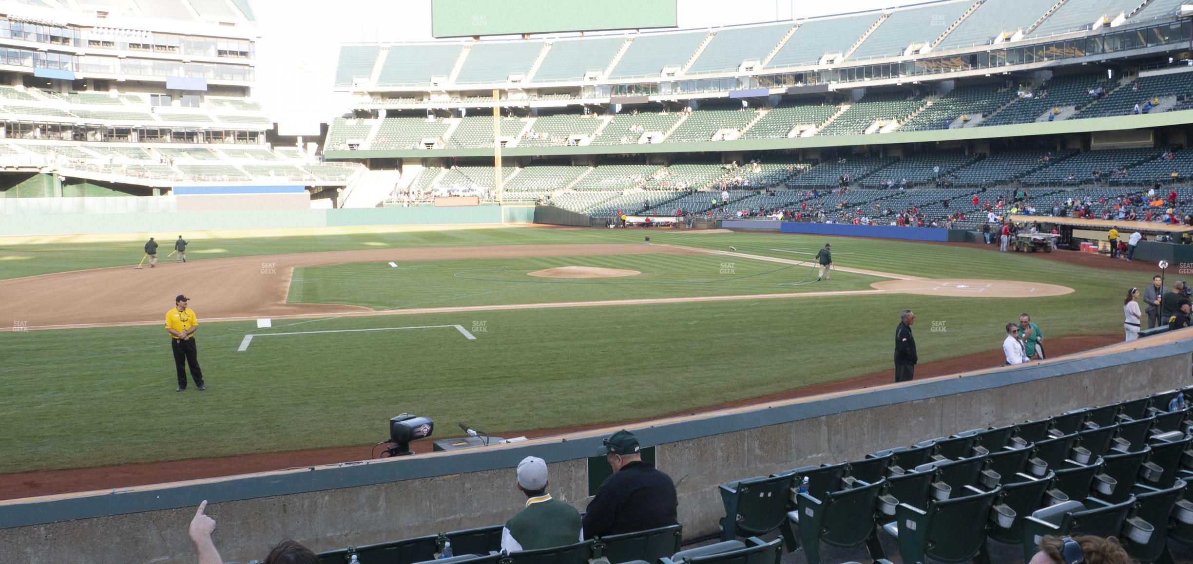 Seating view for Oakland Coliseum Section Front 122