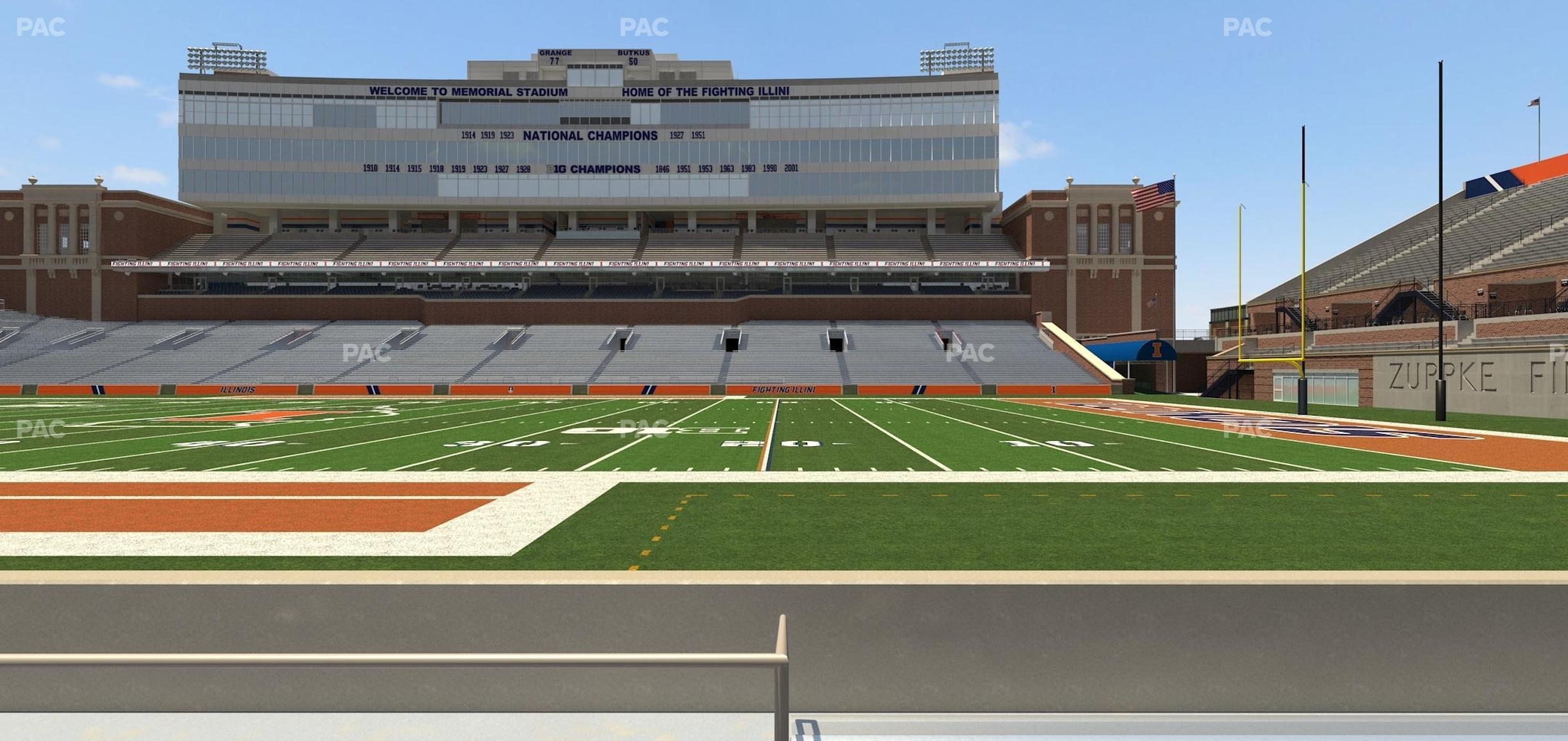 Seating view for Memorial Stadium - IL Section Front 103