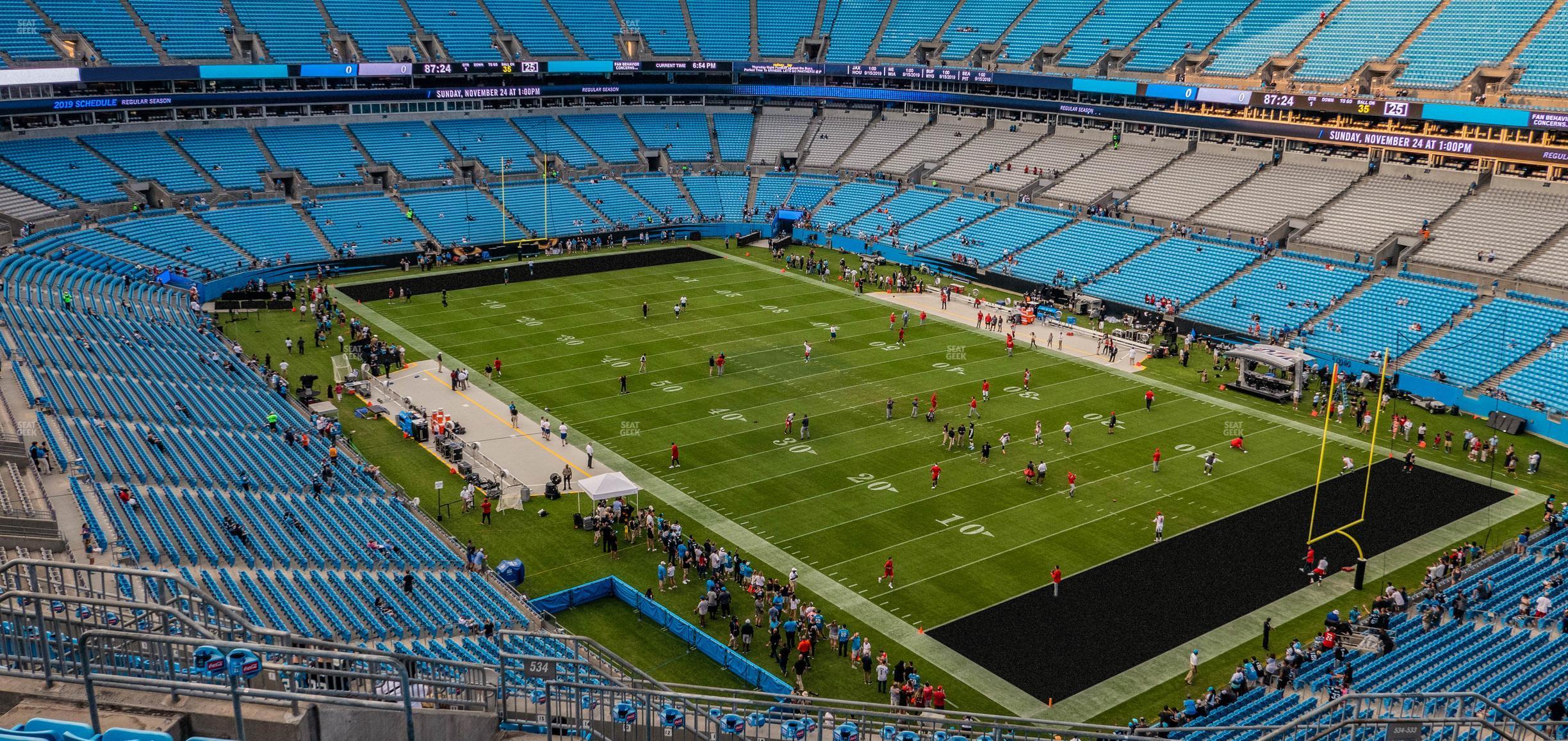 Seating view for Bank of America Stadium Section 534