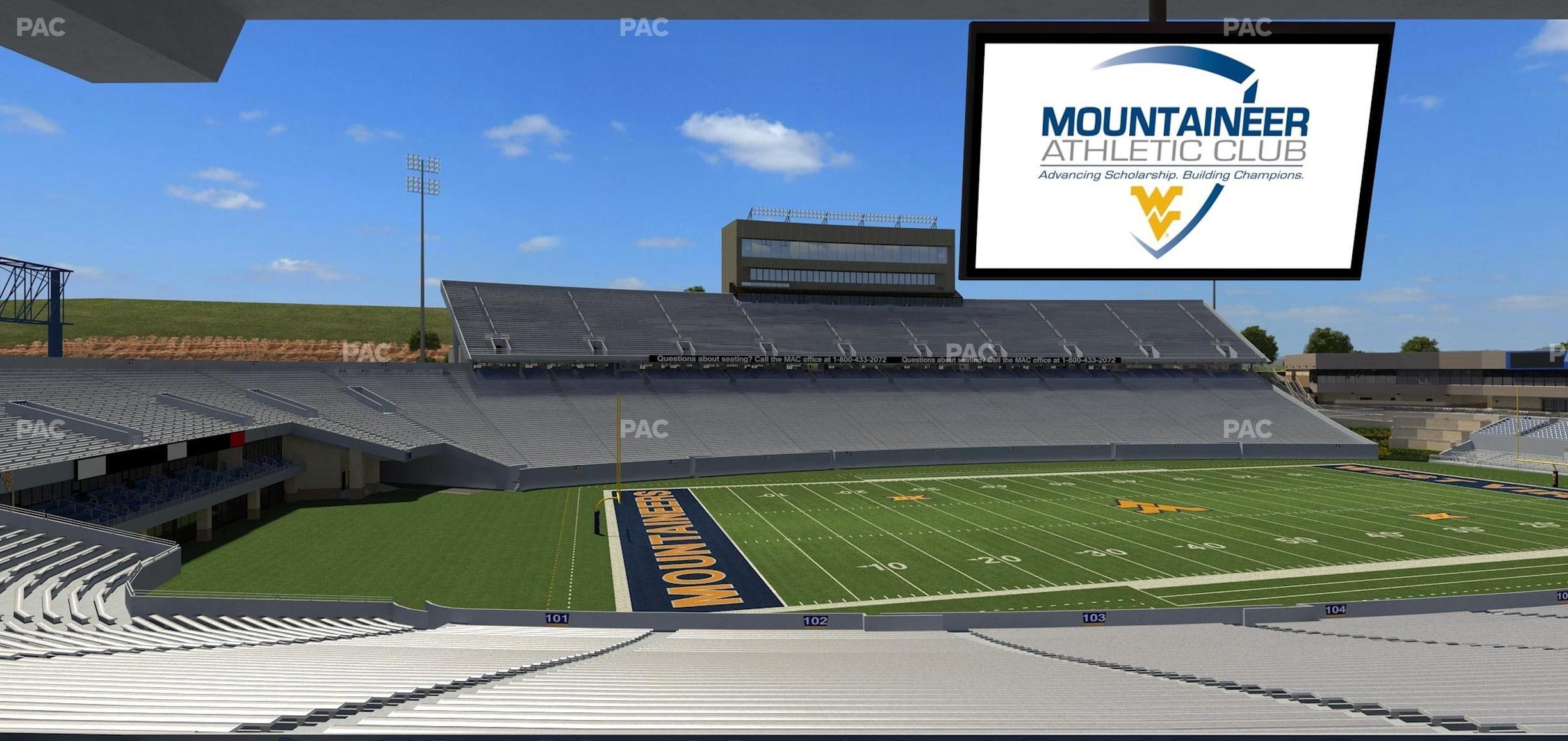 Seating view for Mountaineer Field at Milan Puskar Stadium Section Field Box 5