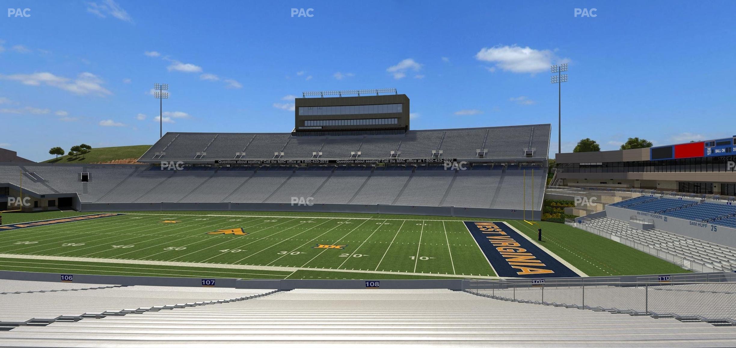 Seating view for Mountaineer Field at Milan Puskar Stadium Section 108