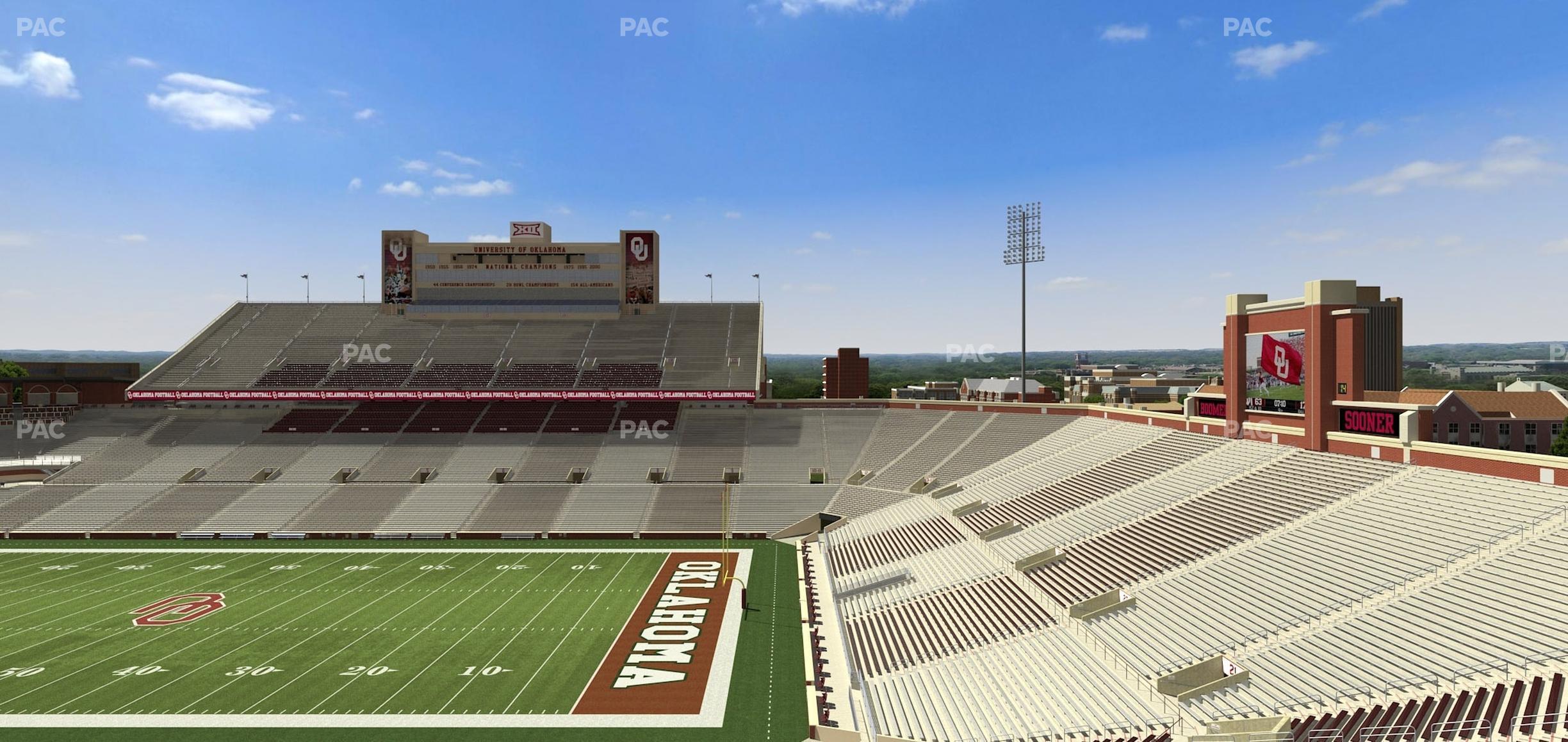 Seating view for Gaylord Family Oklahoma Memorial Stadium Section 124