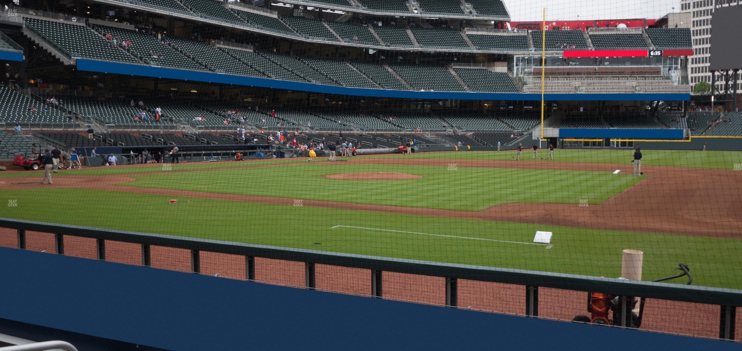 Seating view for Truist Park Section Dugout Infield 18