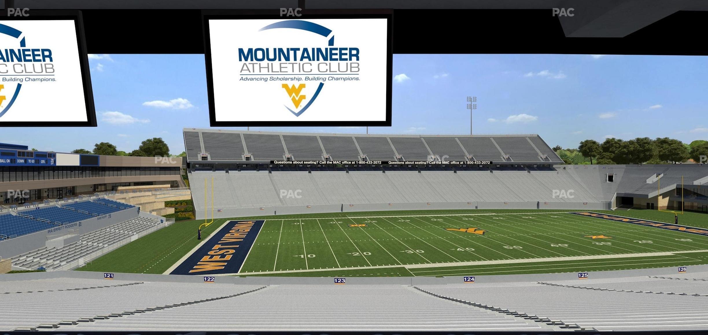 Seating view for Mountaineer Field at Milan Puskar Stadium Section Field Box 48