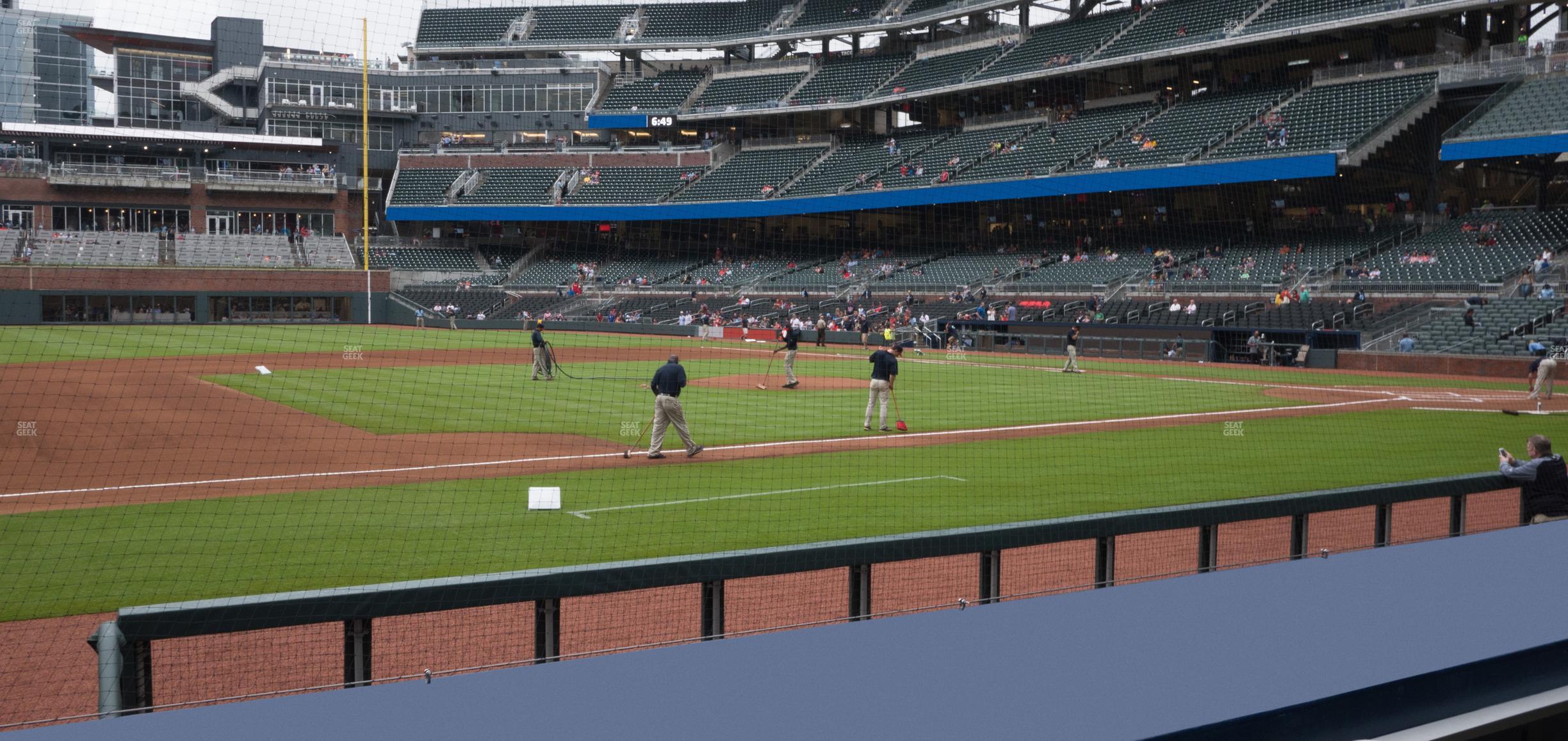 Seating view for Truist Park Section Dugout Infield 34