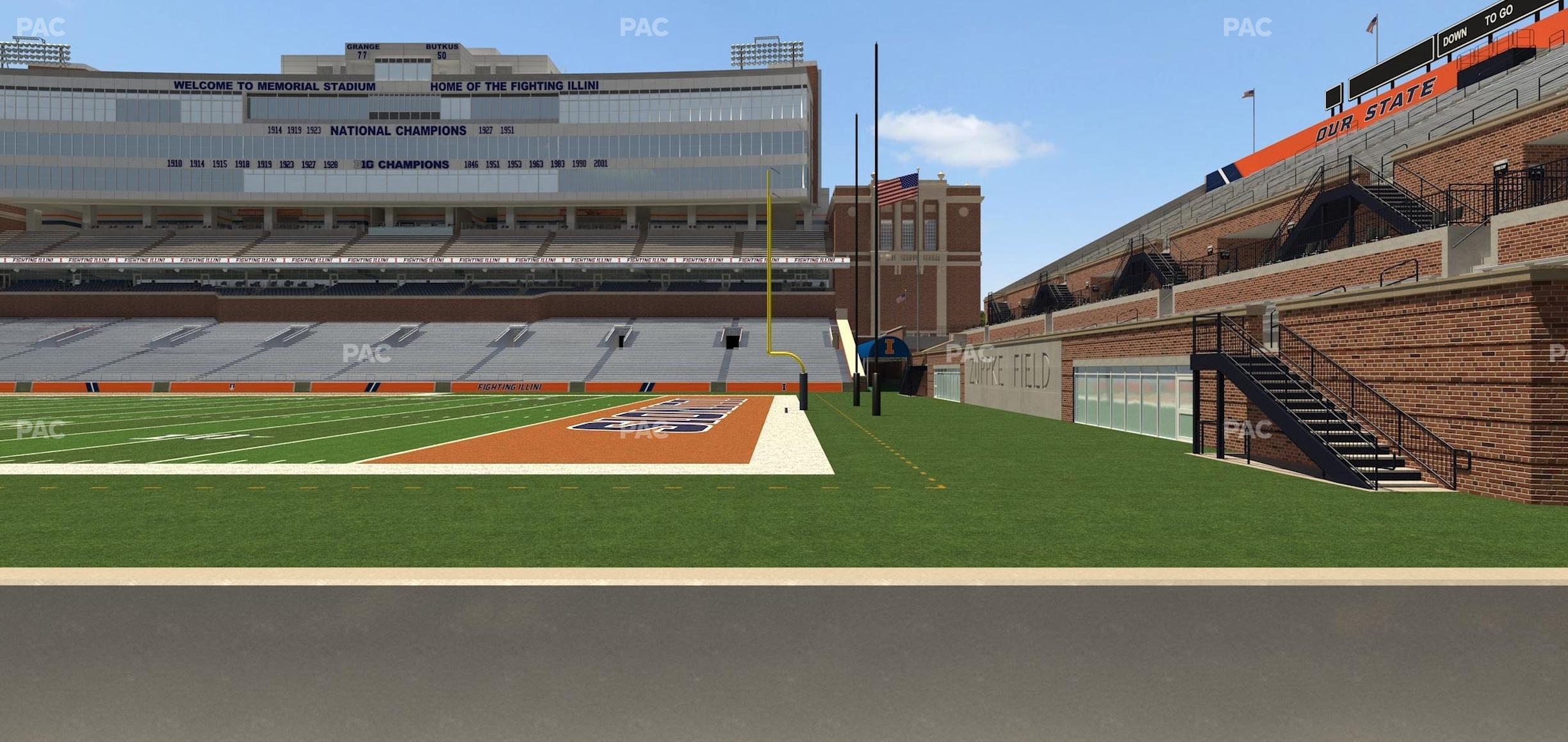 Seating view for Memorial Stadium - IL Section Front 101