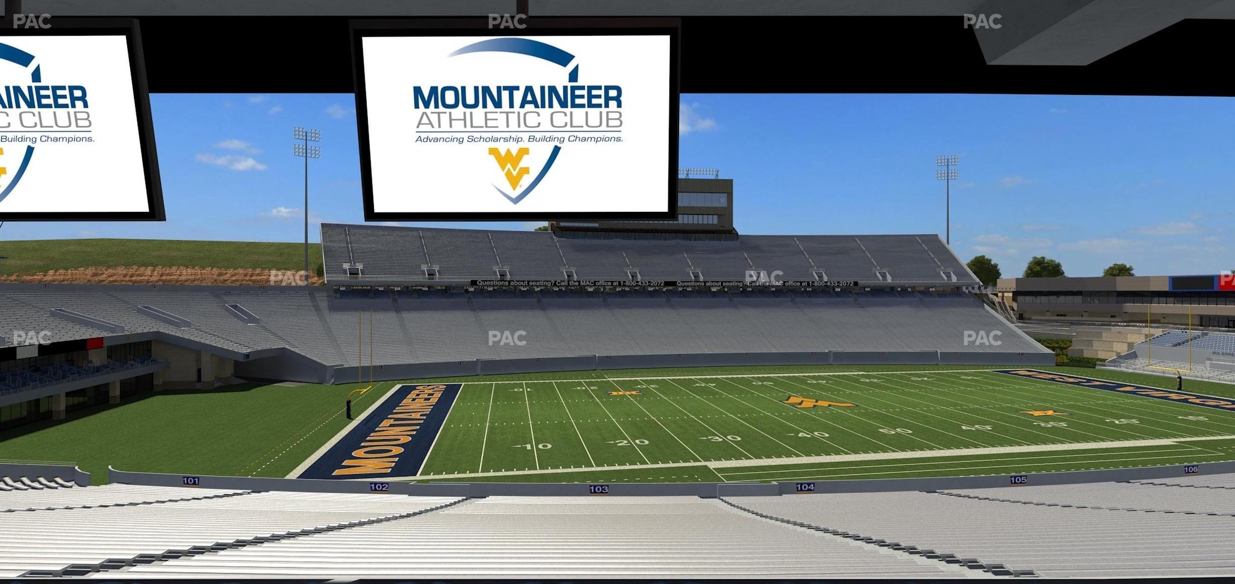 Seating view for Mountaineer Field at Milan Puskar Stadium Section Field Box 10