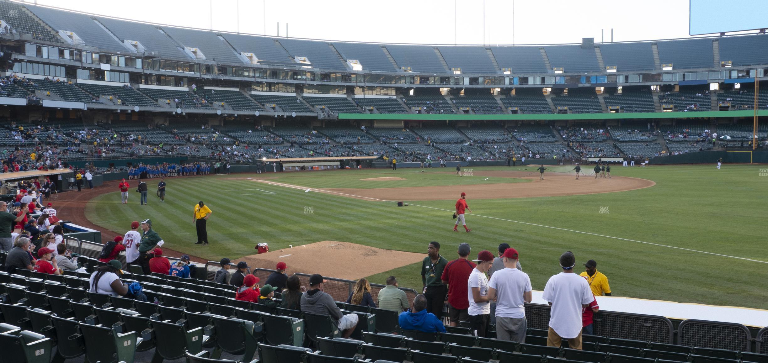 Seating view for Oakland Coliseum Section Front 106