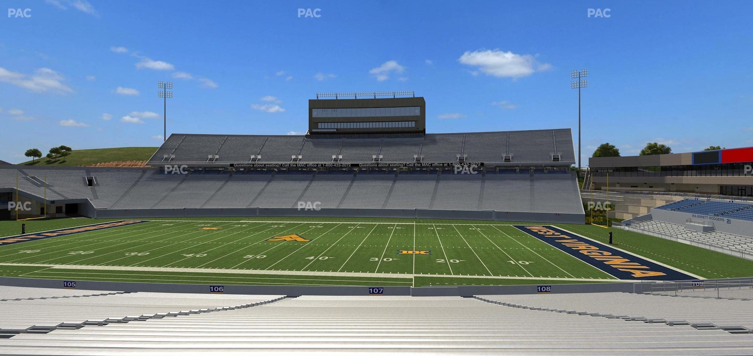 Seating view for Mountaineer Field at Milan Puskar Stadium Section 107