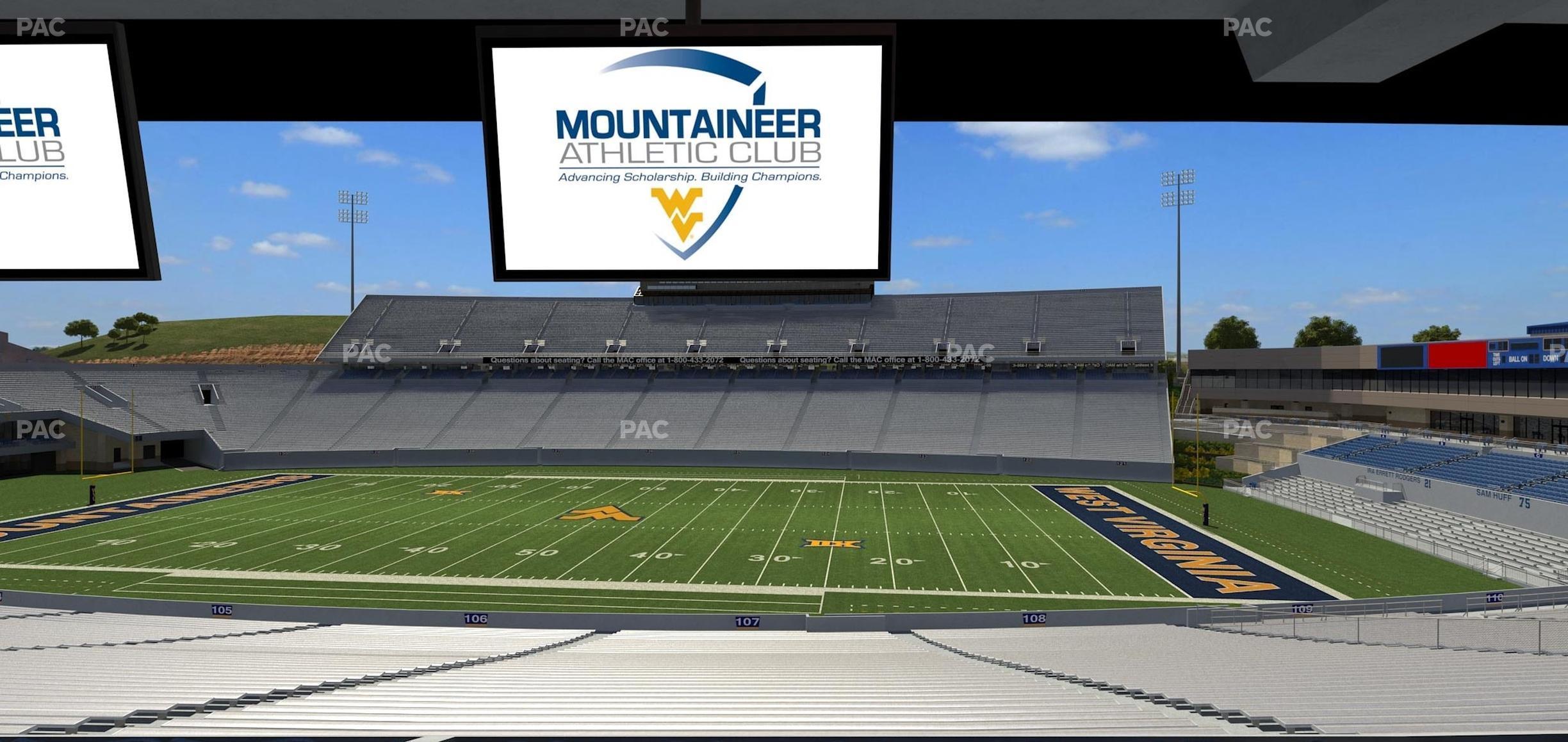 Seating view for Mountaineer Field at Milan Puskar Stadium Section Field Box 26