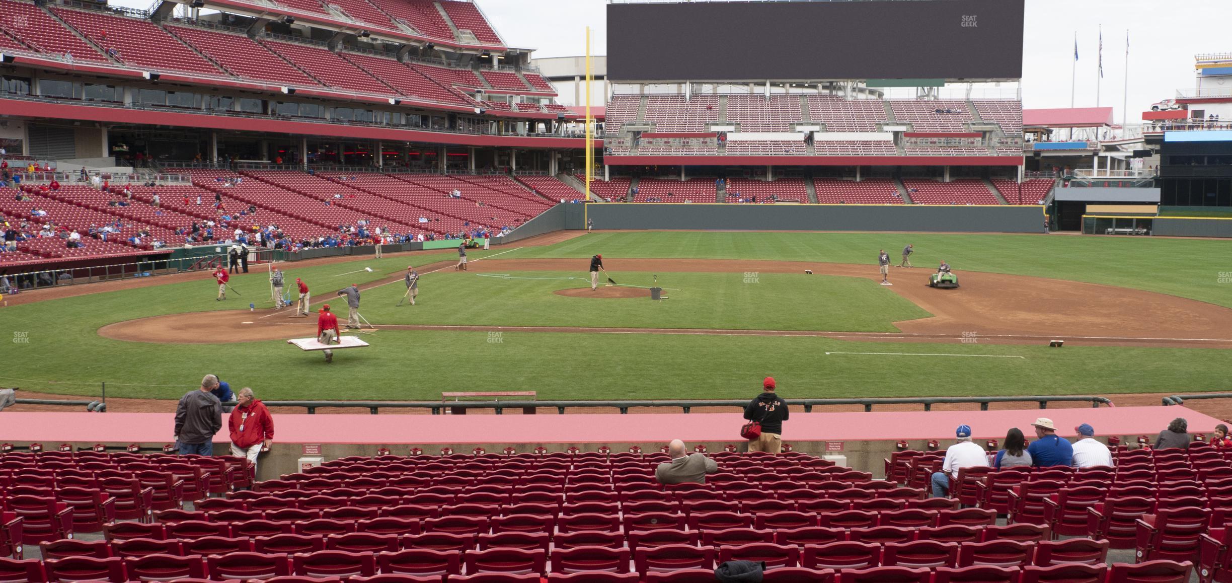 Seating view for Great American Ball Park Section Dugout Box 129