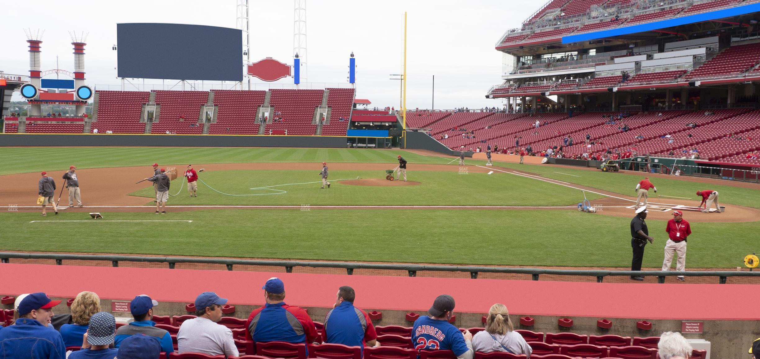 Seating view for Great American Ball Park Section Dugout Box 118