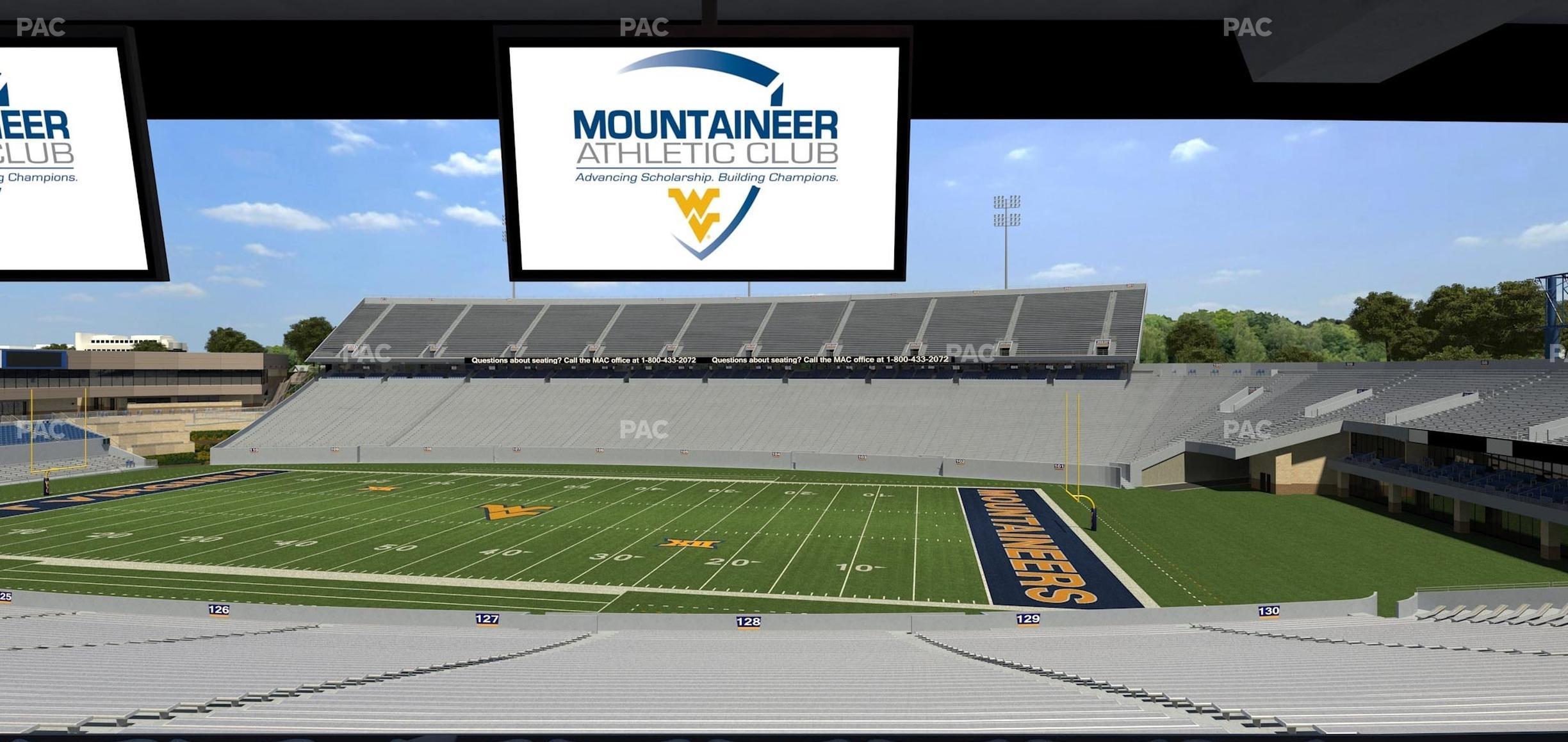 Seating view for Mountaineer Field at Milan Puskar Stadium Section Field Box 68