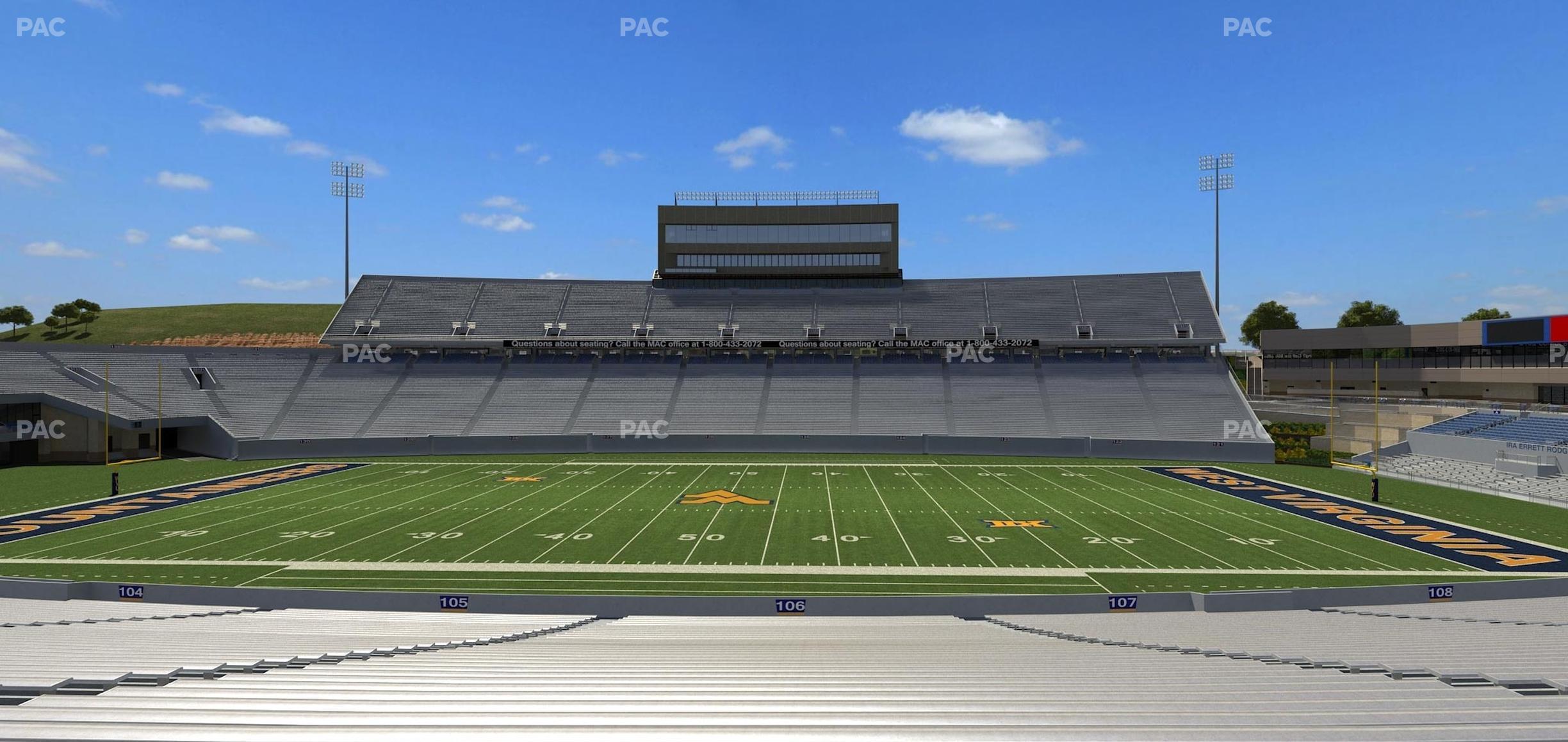 Seating view for Mountaineer Field at Milan Puskar Stadium Section 106