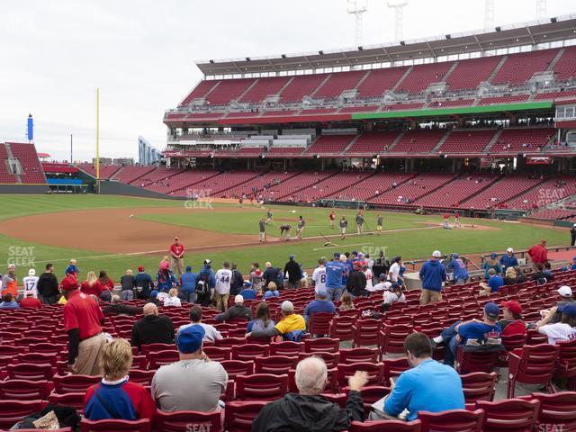 Seating view for Great American Ball Park Section Dugout Box 114