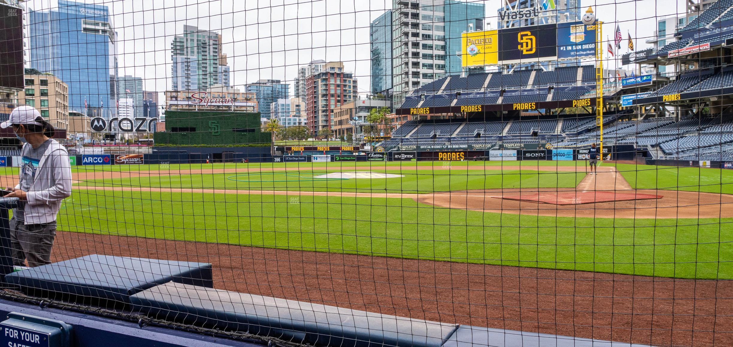 Seating view for Petco Park Section Dugout 6