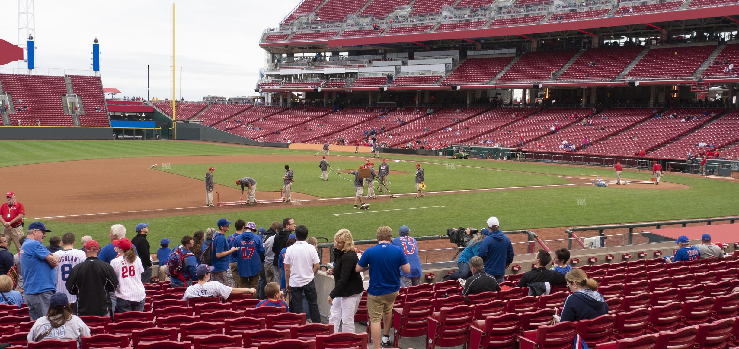 Seating view for Great American Ball Park Section Dugout Box 115