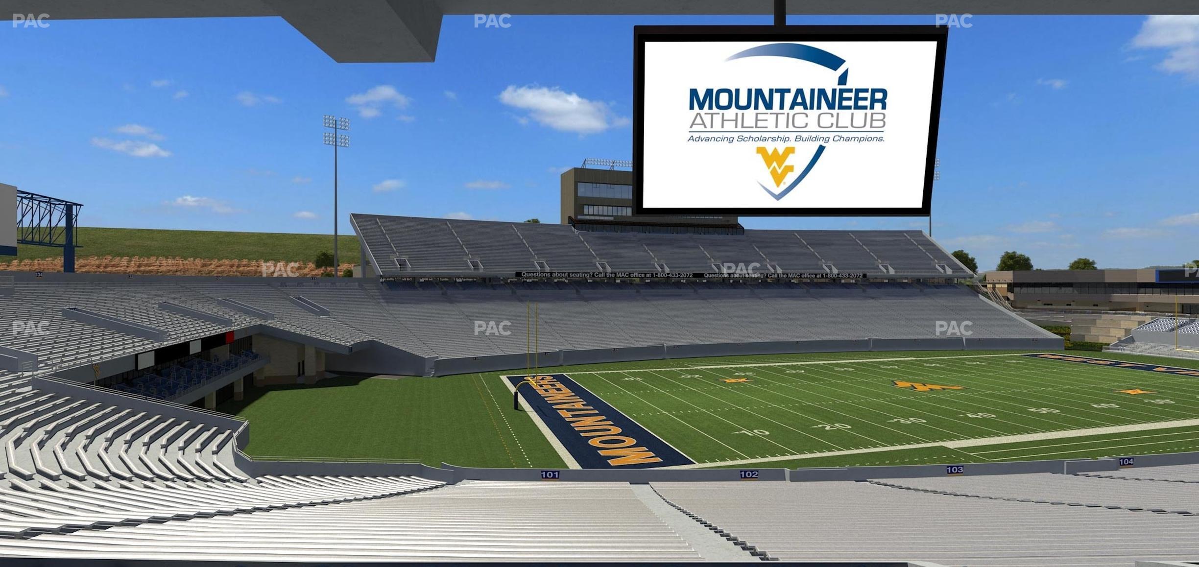 Seating view for Mountaineer Field at Milan Puskar Stadium Section Field Box 3