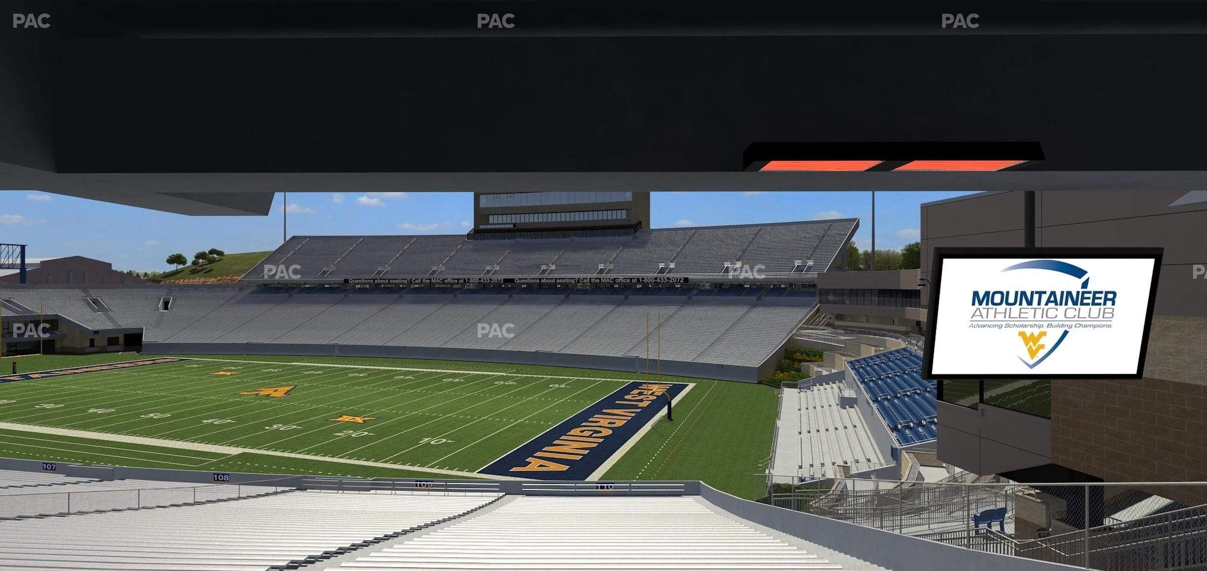 Seating view for Mountaineer Field at Milan Puskar Stadium Section Field Box 37