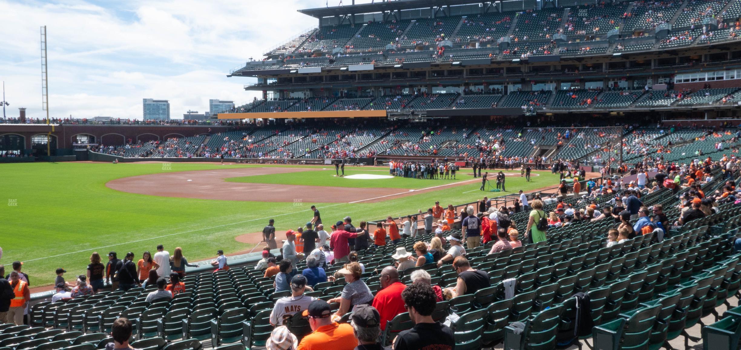 Seating view for Oracle Park Section Field Box 129