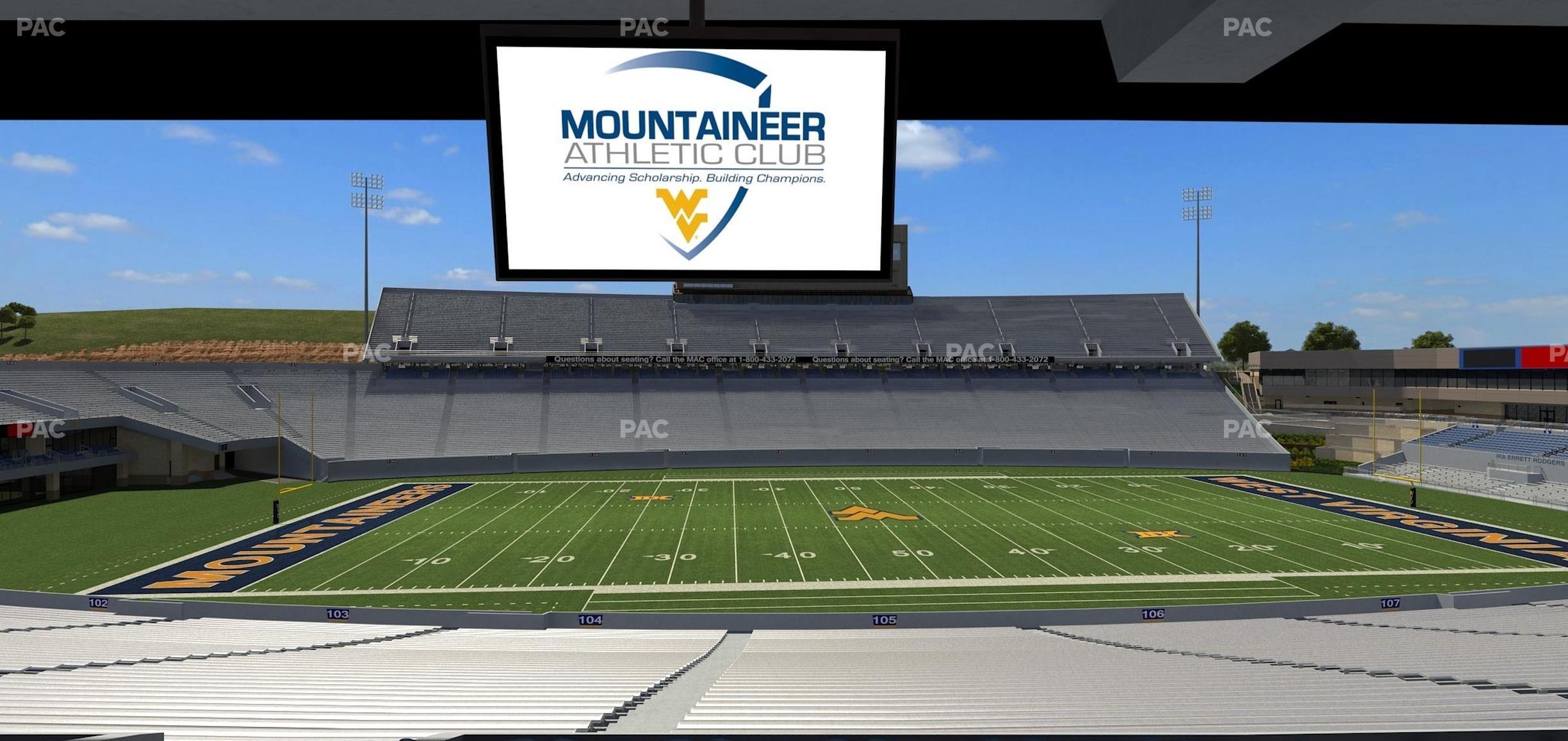 Seating view for Mountaineer Field at Milan Puskar Stadium Section Field Box 16