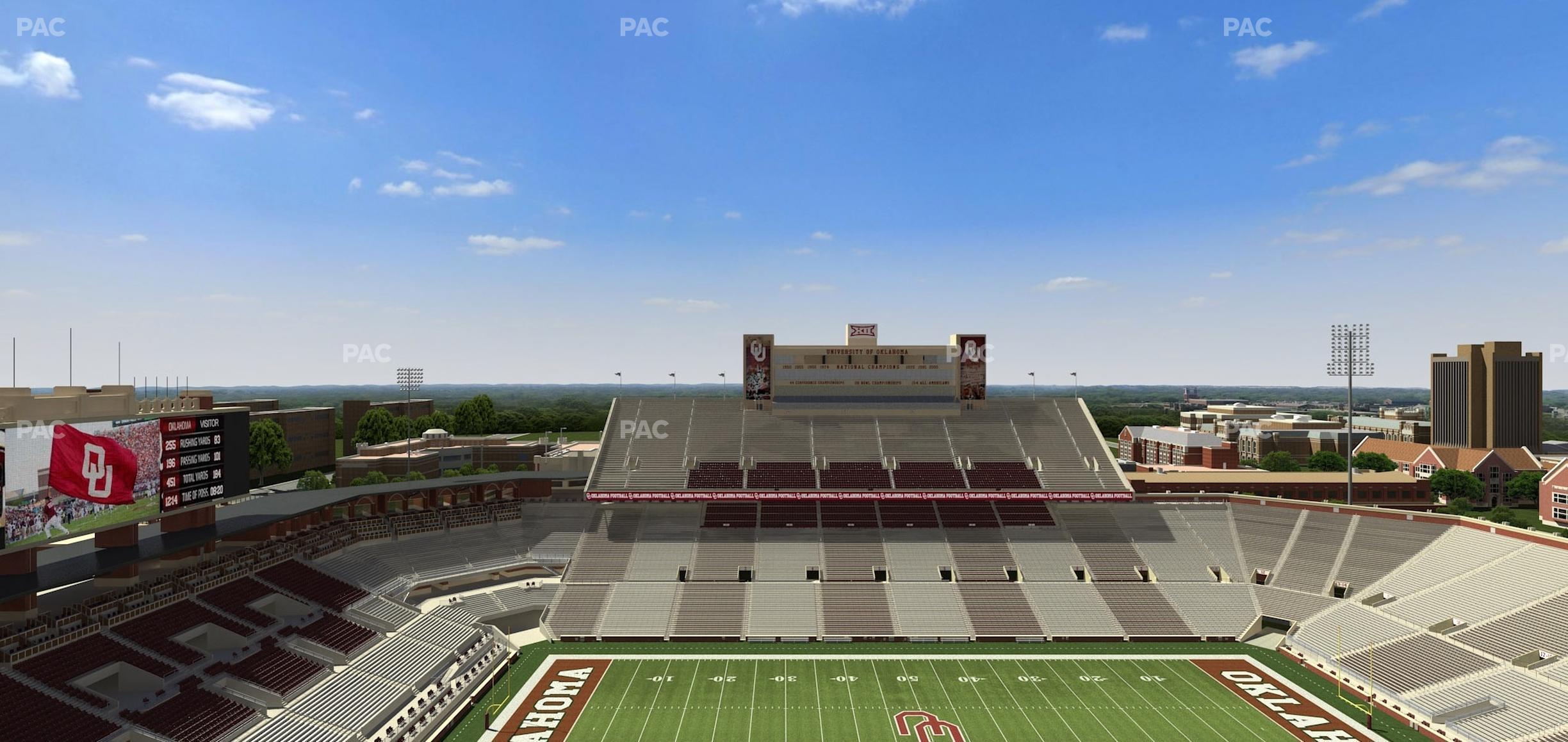 Seating view for Gaylord Family Oklahoma Memorial Stadium Section 232