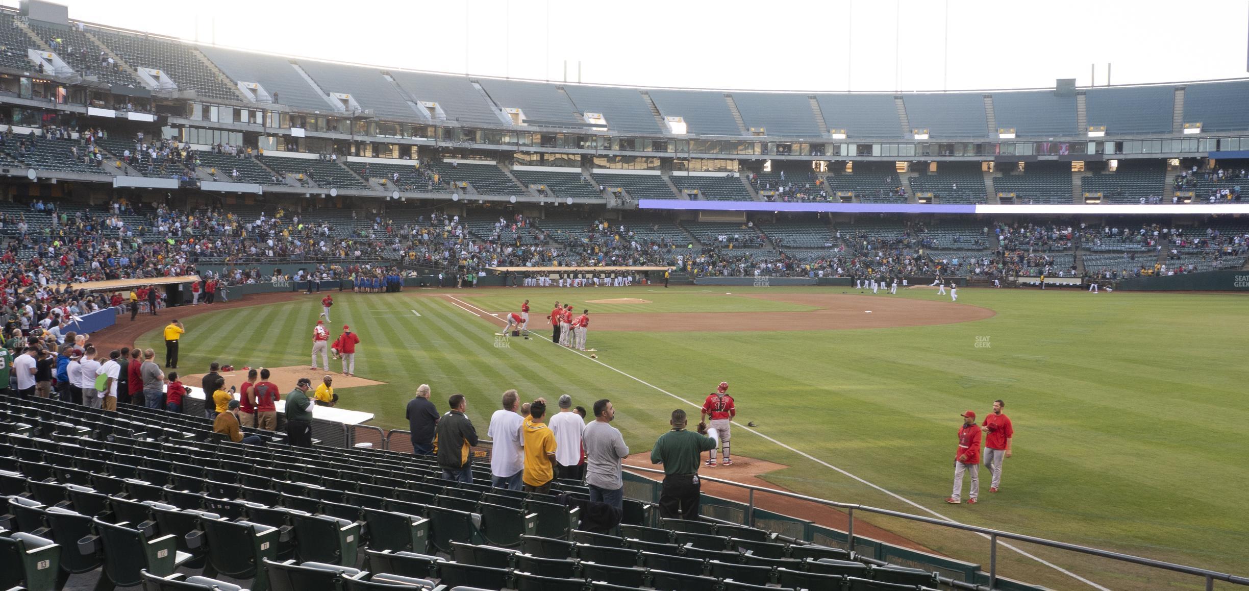 Seating view for Oakland Coliseum Section Front 104