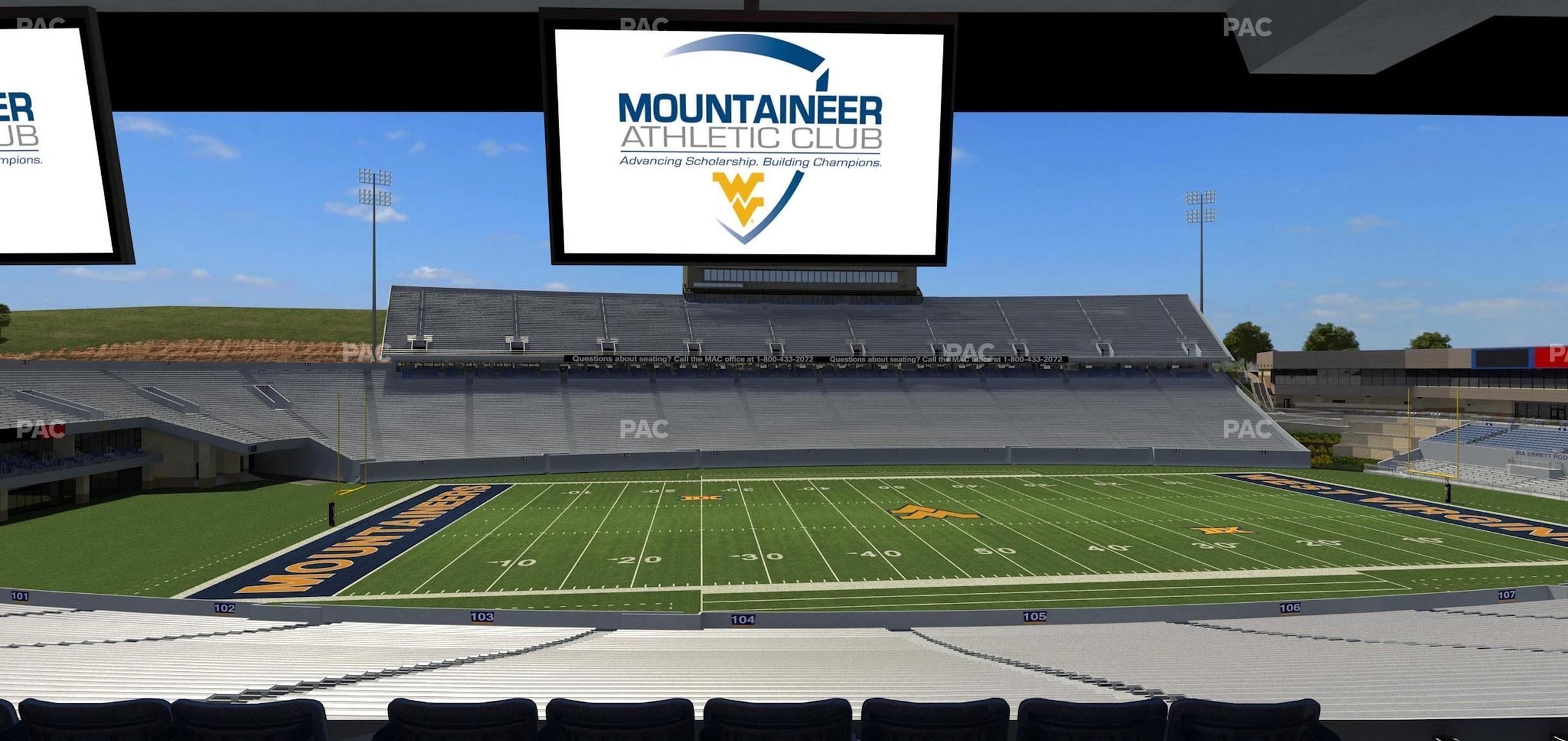 Seating view for Mountaineer Field at Milan Puskar Stadium Section Field Box 14