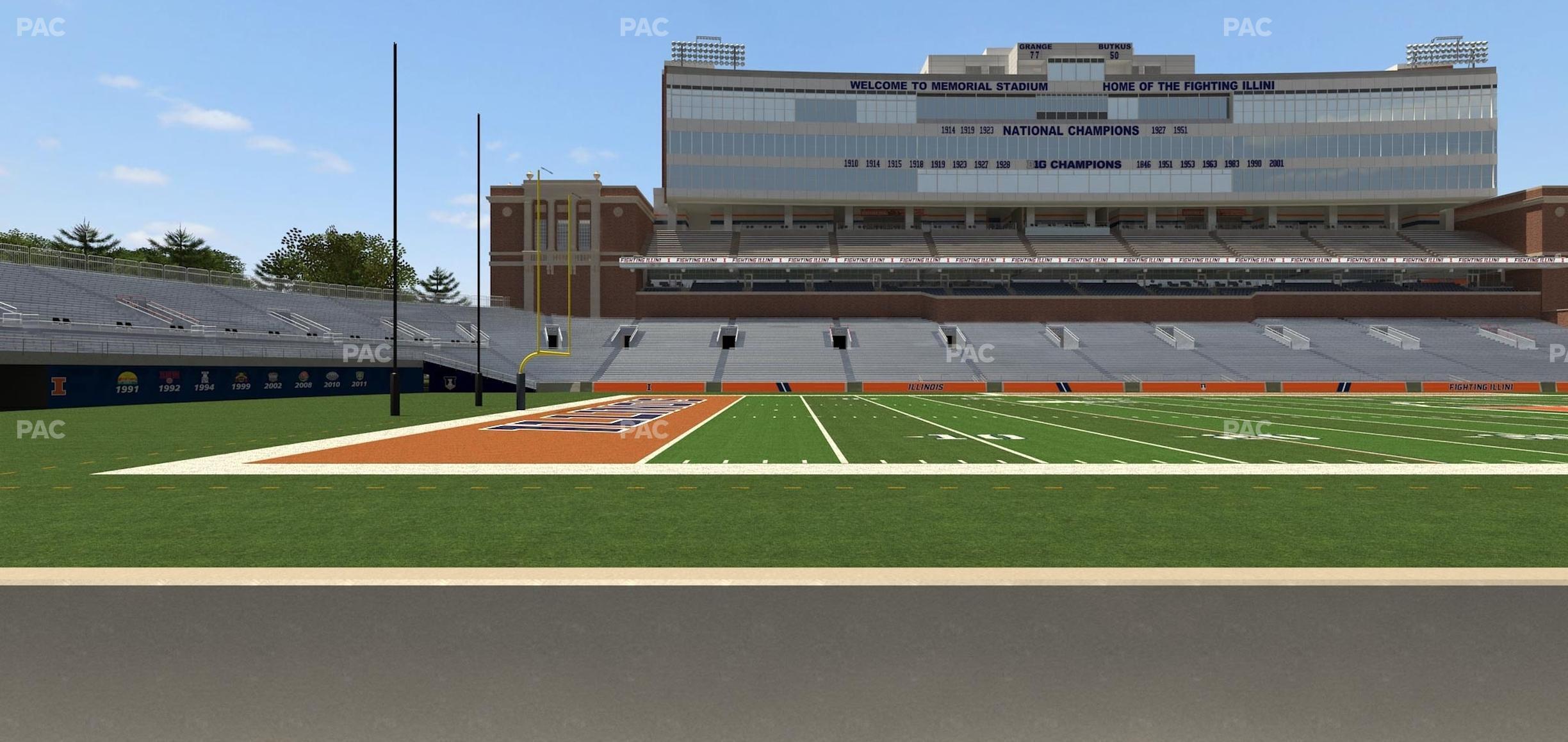 Seating view for Memorial Stadium - IL Section Front 108